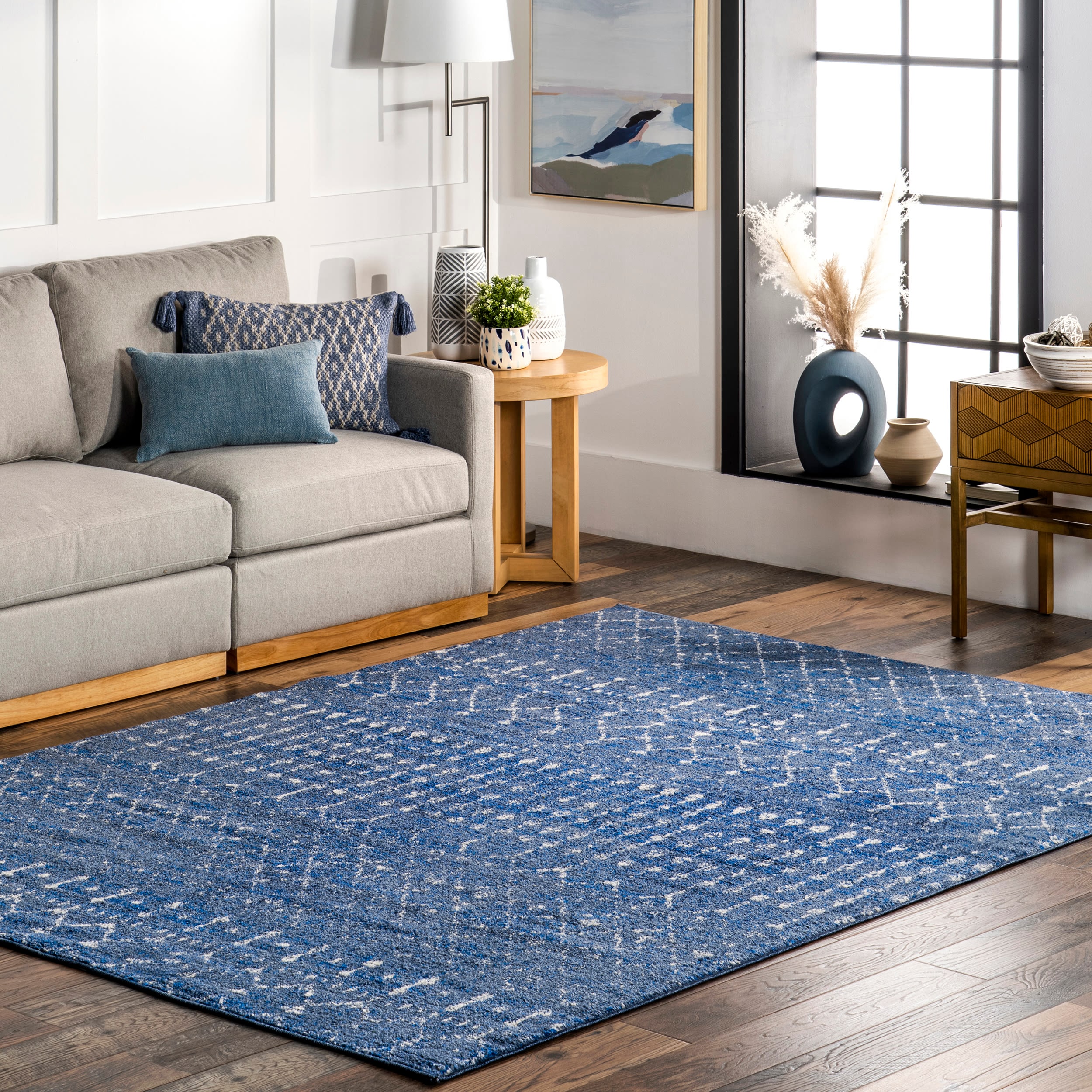 nuLOOM RZBD16J-10014 Blythe 10 x 14 (ft) Loomed Polypropylene Dark Blue Rectangular Indoor Trellis Area rug