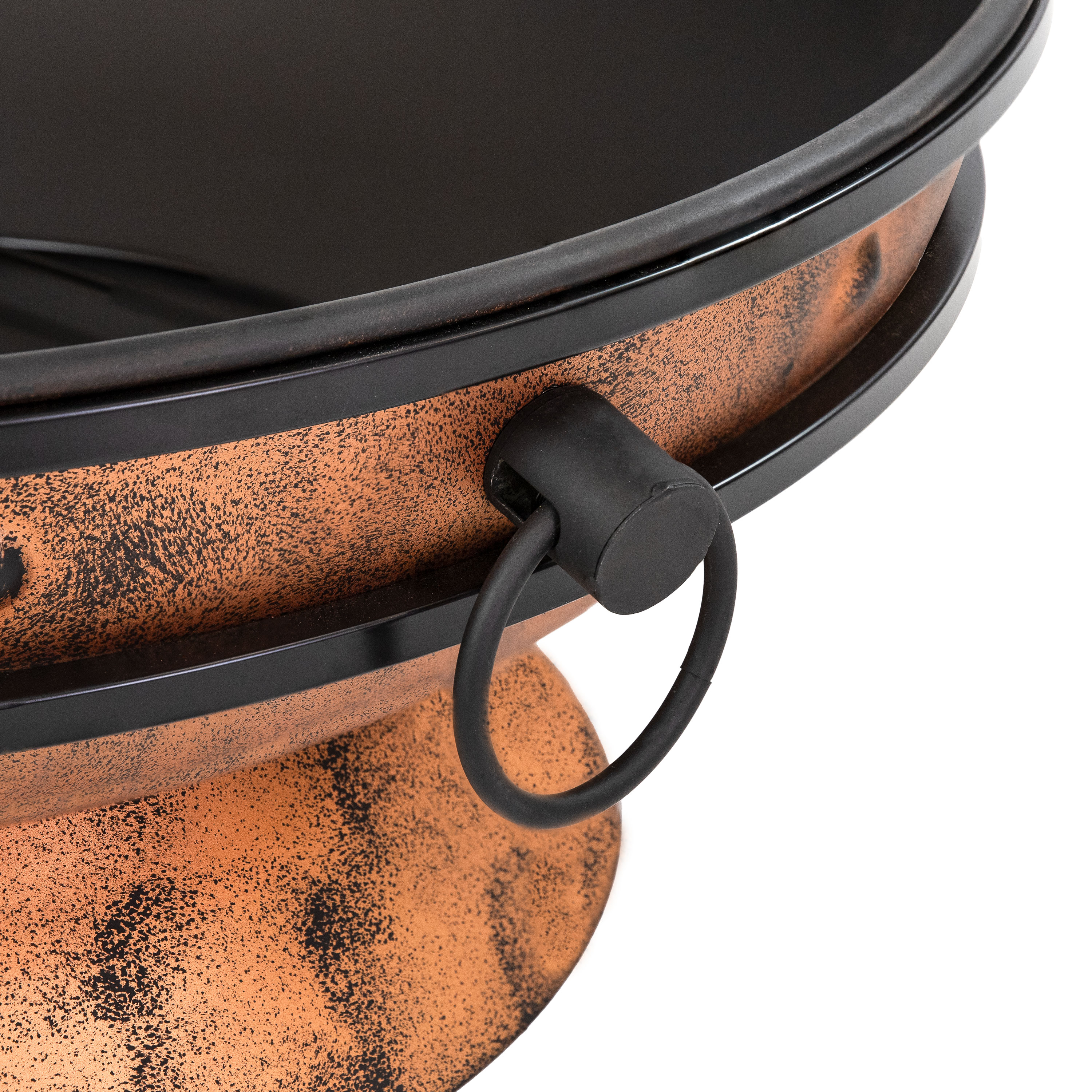 Copper Finish 30-Inch Round Wood-Burning Fire Pit with Handles