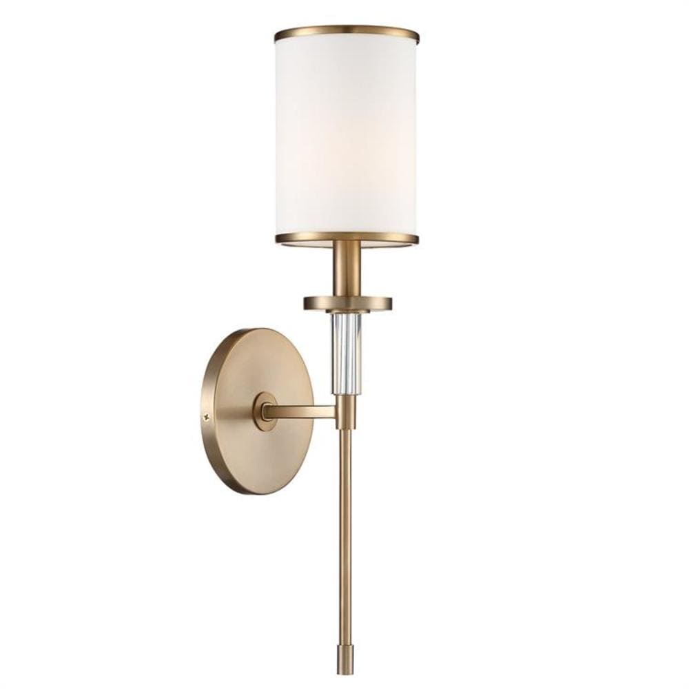 Hatfield 18.5" Vibrant Gold Wall Sconce with White Silk Shade