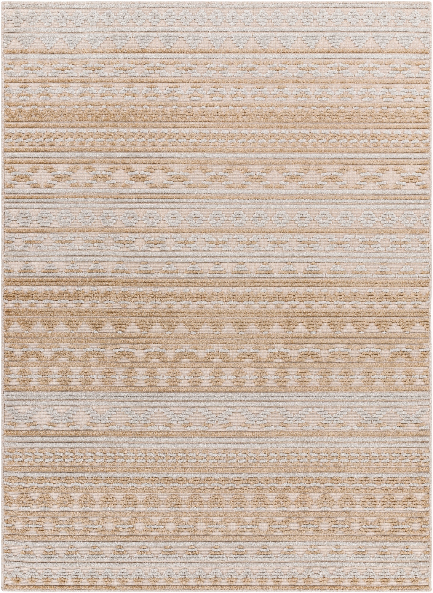 Artistic Weavers LYA2307-572 5 X 8 Camel Indoor Stripe Farmhouse/Cottage Machine Washable Area Rug
