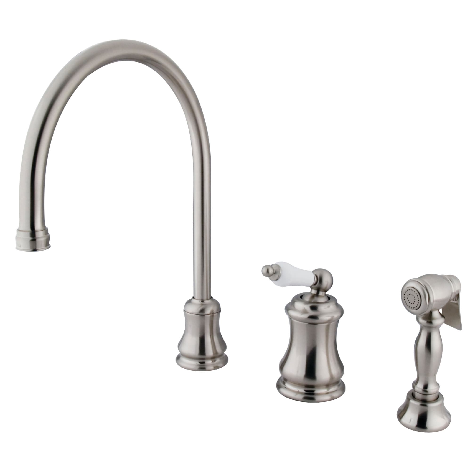 Kingston Brass WLKS3818PLBS Restoration Brushed nickel Single Handle Deck-mount Kitchen Faucet with Sprayer ( Side Sprayer Included )