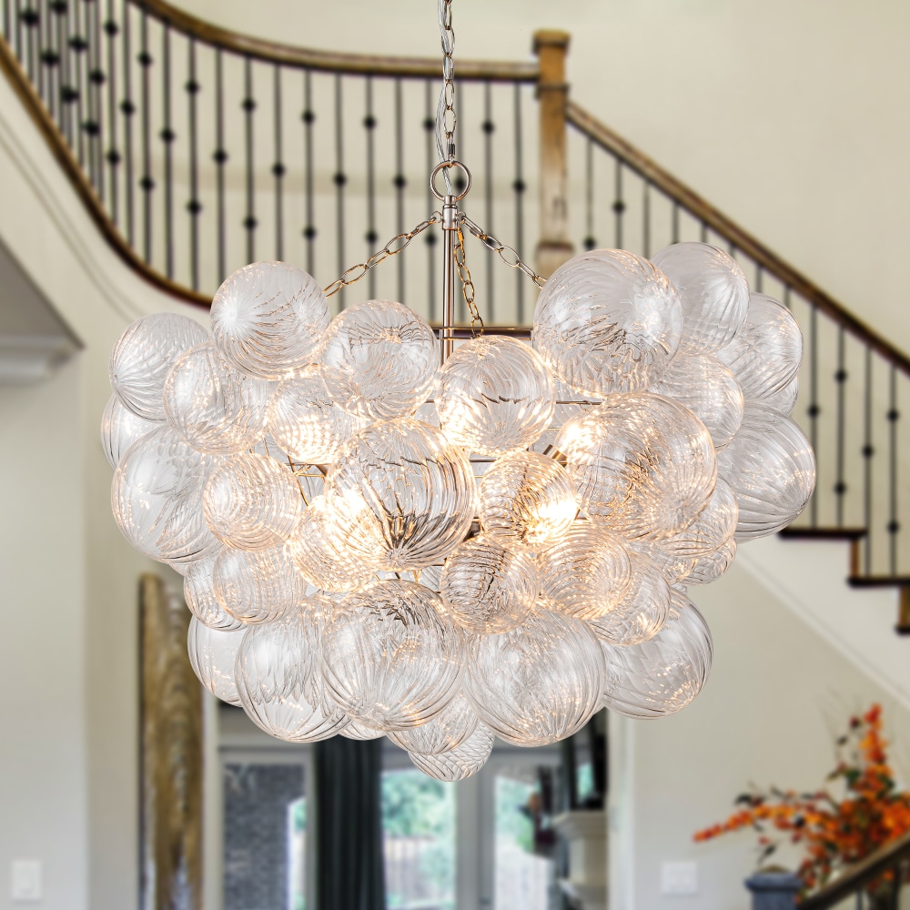 HUOKU PD1050421 Neuvy 8 -Light Brushed Nickel Modern/contemporary For Use in Bedrooms, Dining Rooms, Foyers, Kitchens, Living Rooms Chandelier