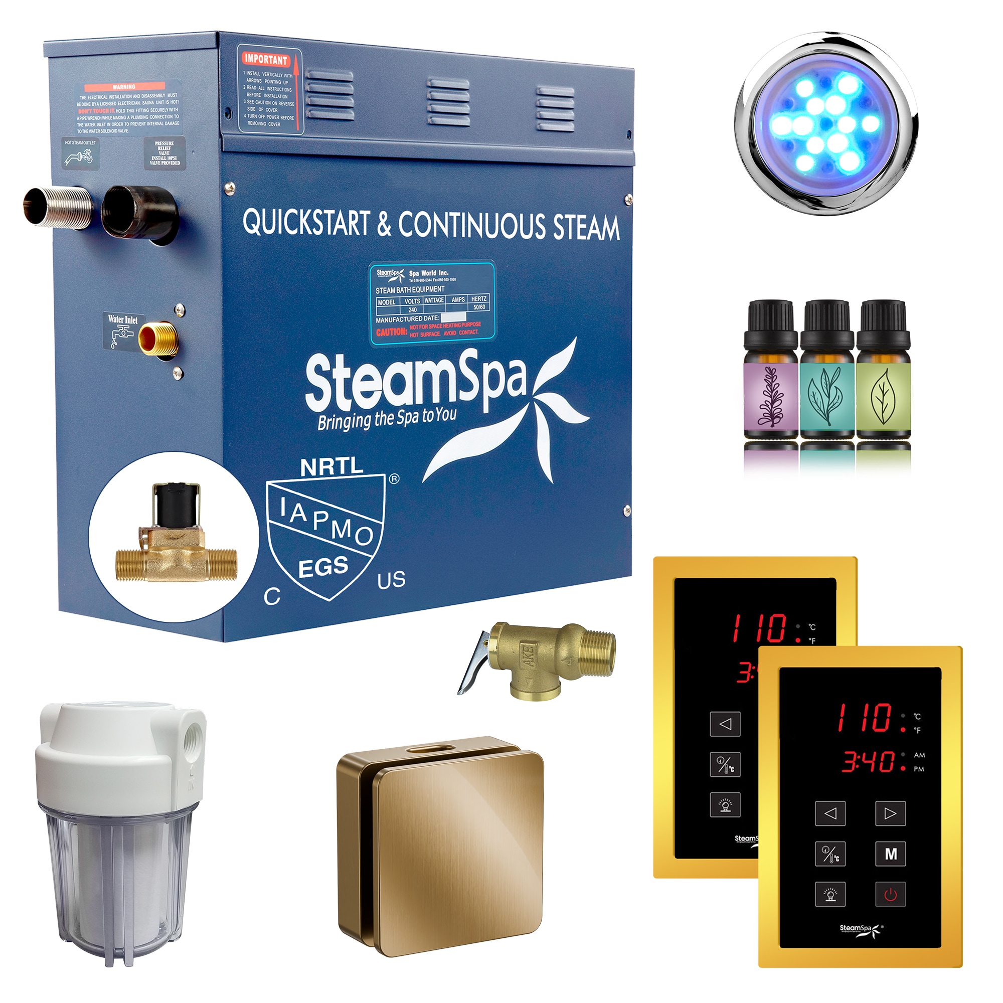 SteamSpa RYTS450GD Royal Series 4500-Watt Brushed Gold Steam Generator