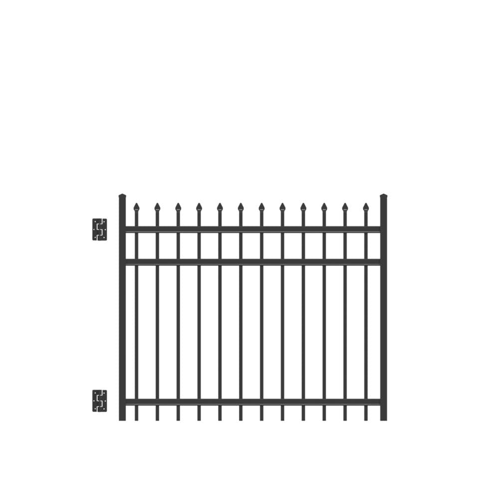 Freedom 73010247 Providence 4-ft H x 5-ft W Black Aluminum Decorative Walk-thru Spaced picket Fence gate