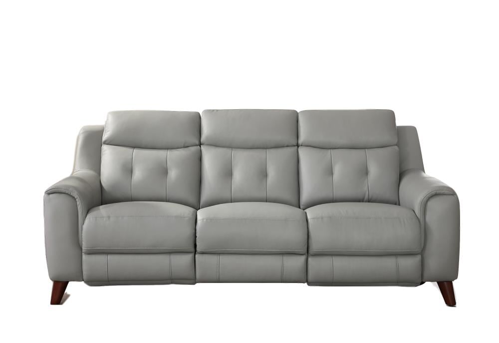 Hydeline Torino Midcentury Silver Gray, Real Leather Reclining Sofa