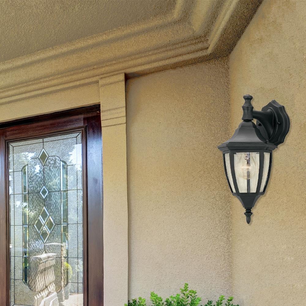 Designers Fountain 2461-BK DF Wall lanterns 1 -Light 14.25-in H Black Hardwired Outdoor Wall Light
