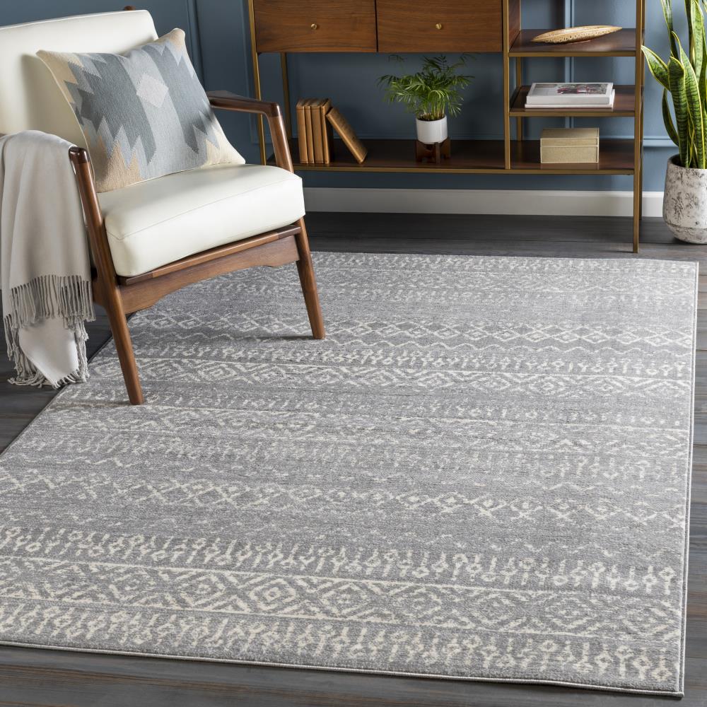 Surya City Light 8 x 10 Dark Gray Indoor Ikat Moroccan Area Rug at ...