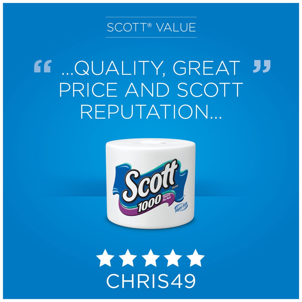 SCOTT Scott 1000 Toilet Paper - 20 Pack, 1-Ply, Biodegradable, Safe for  Septic Tanks, Marine and RV Grade - Breaks up 4x Faster in the Toilet Paper  department at
