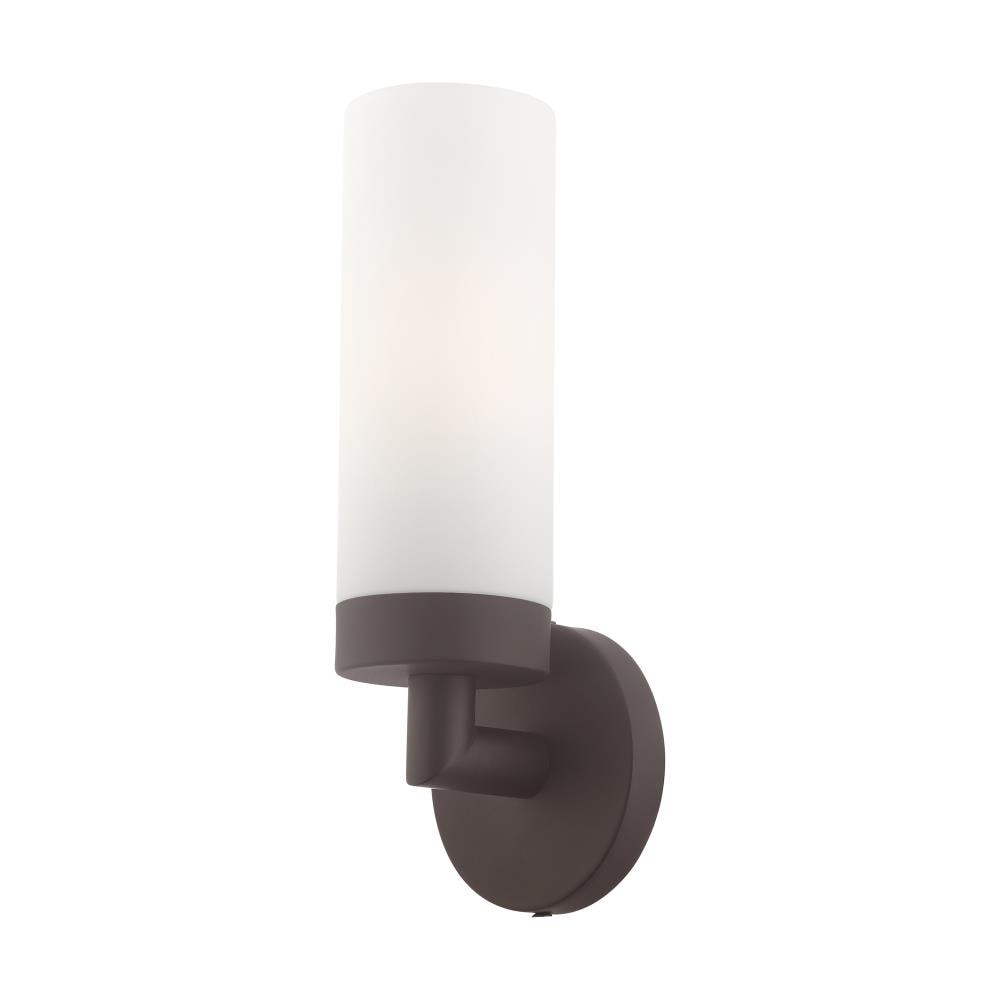 Aero Bronze 1-Light Wall Sconce with Satin Opal White Glass