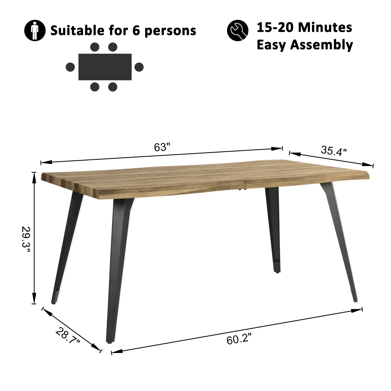 Homy Casa LANCEL KD WALNUT Dining-Tables - View #5