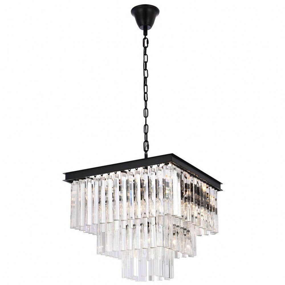 Elegant Lighting A-EL-1201S22MB/RC Sydney 13 - Light -Modern Matte Black / black Crystal / Iron Chandelier