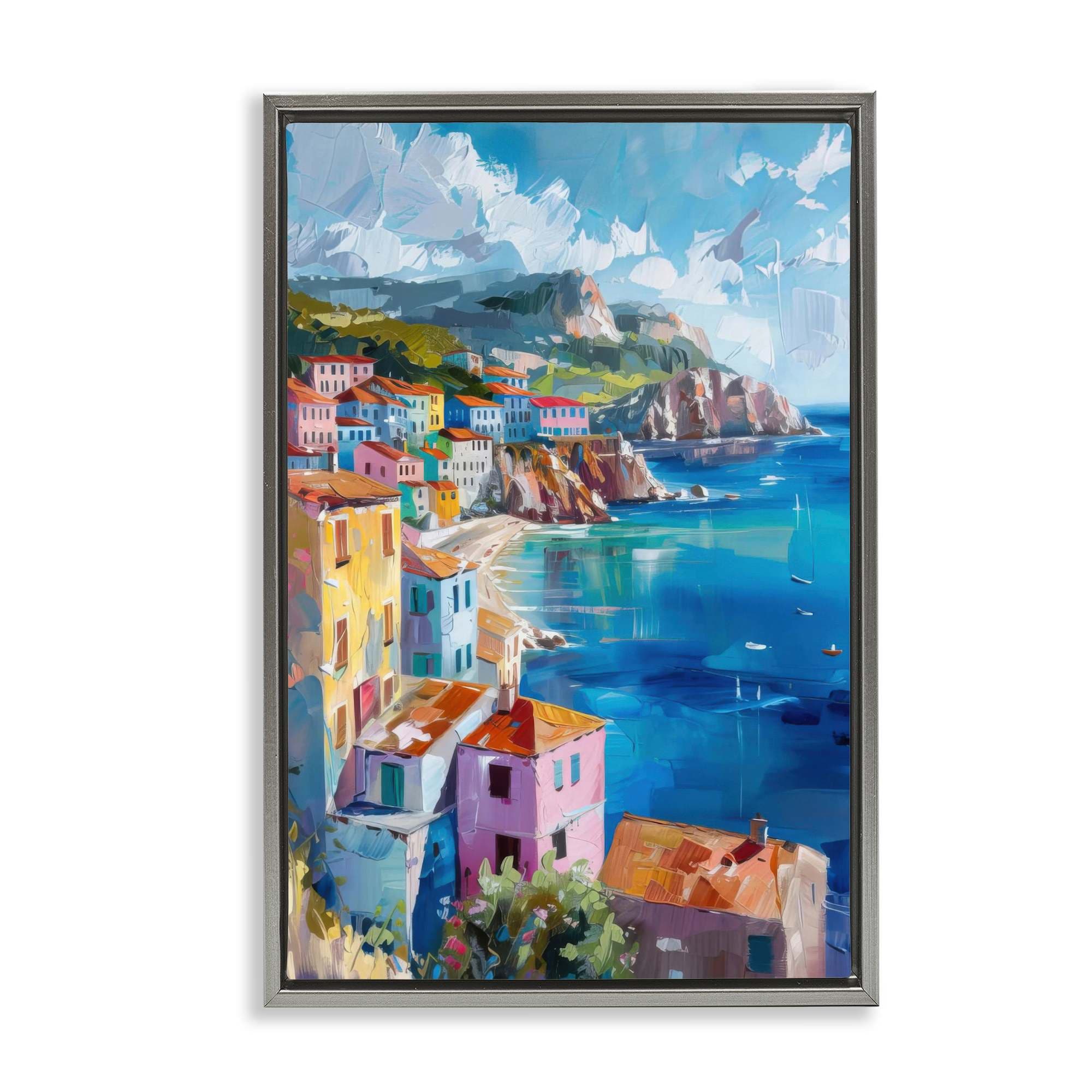 Stupell Industries BT-725-FFL-20X30 View Over Coastal Town Floating Frame Design by LSR Design Studio