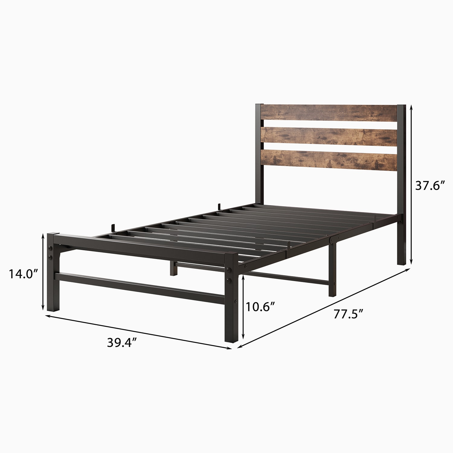 Sumyeg Twin Size Platform Bed Frame Black Twin Metal Bed Frame in the ...