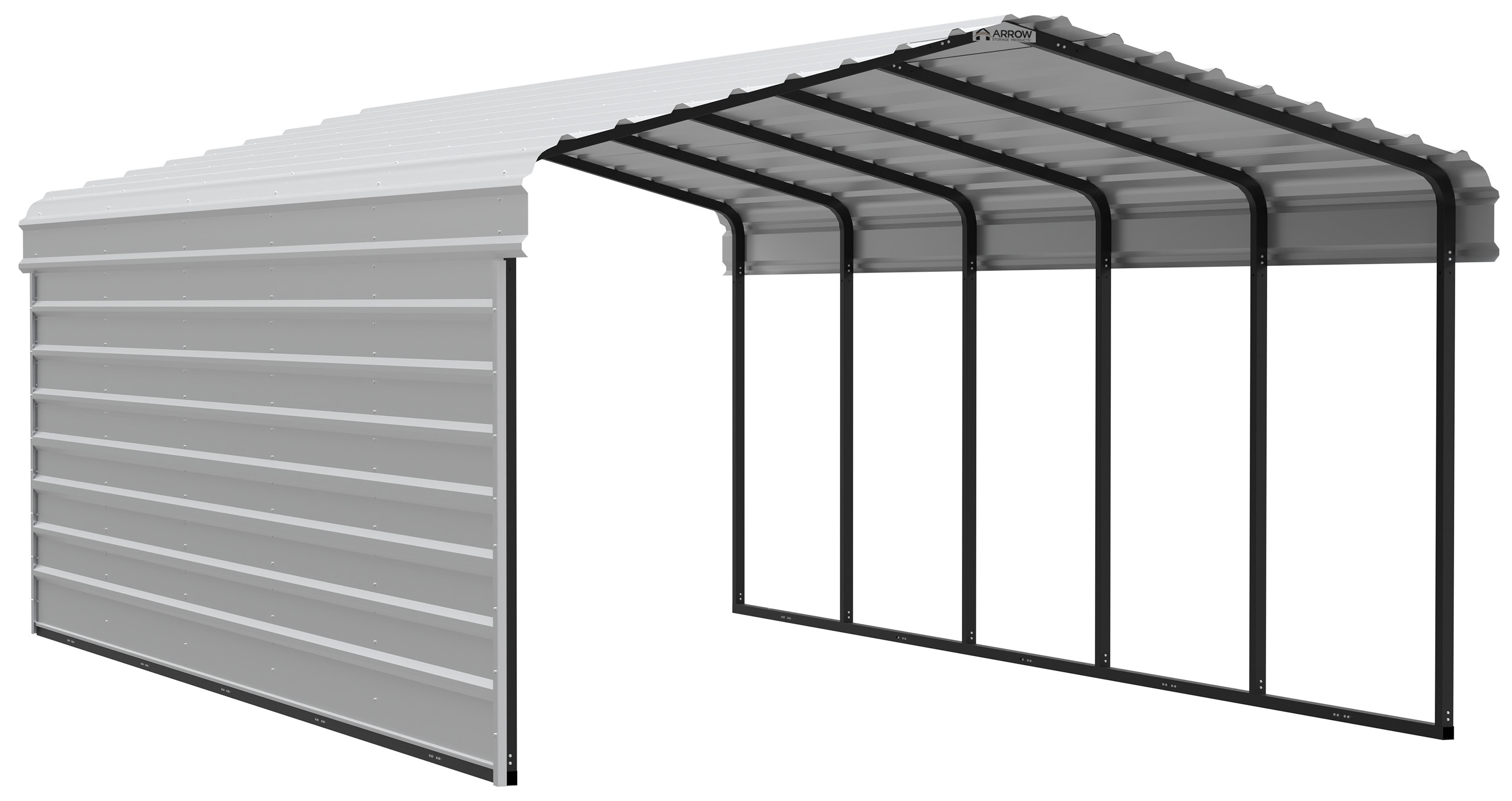 Arrow CPH122407ECL1 12-ft W x 24-ft L x 7-ft H Eggshell with 1 Side Wall Kit Metal Carport with Metal Roof