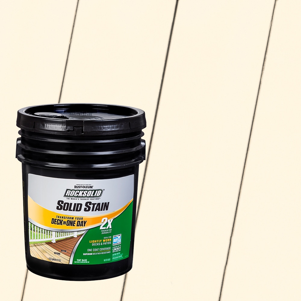 Rust-Oleum 319802T RockSolid 2X Solid Stain Pre-Tinted Canvas Solid Exterior Wood Stain and Sealer in One ( 5-gallon )