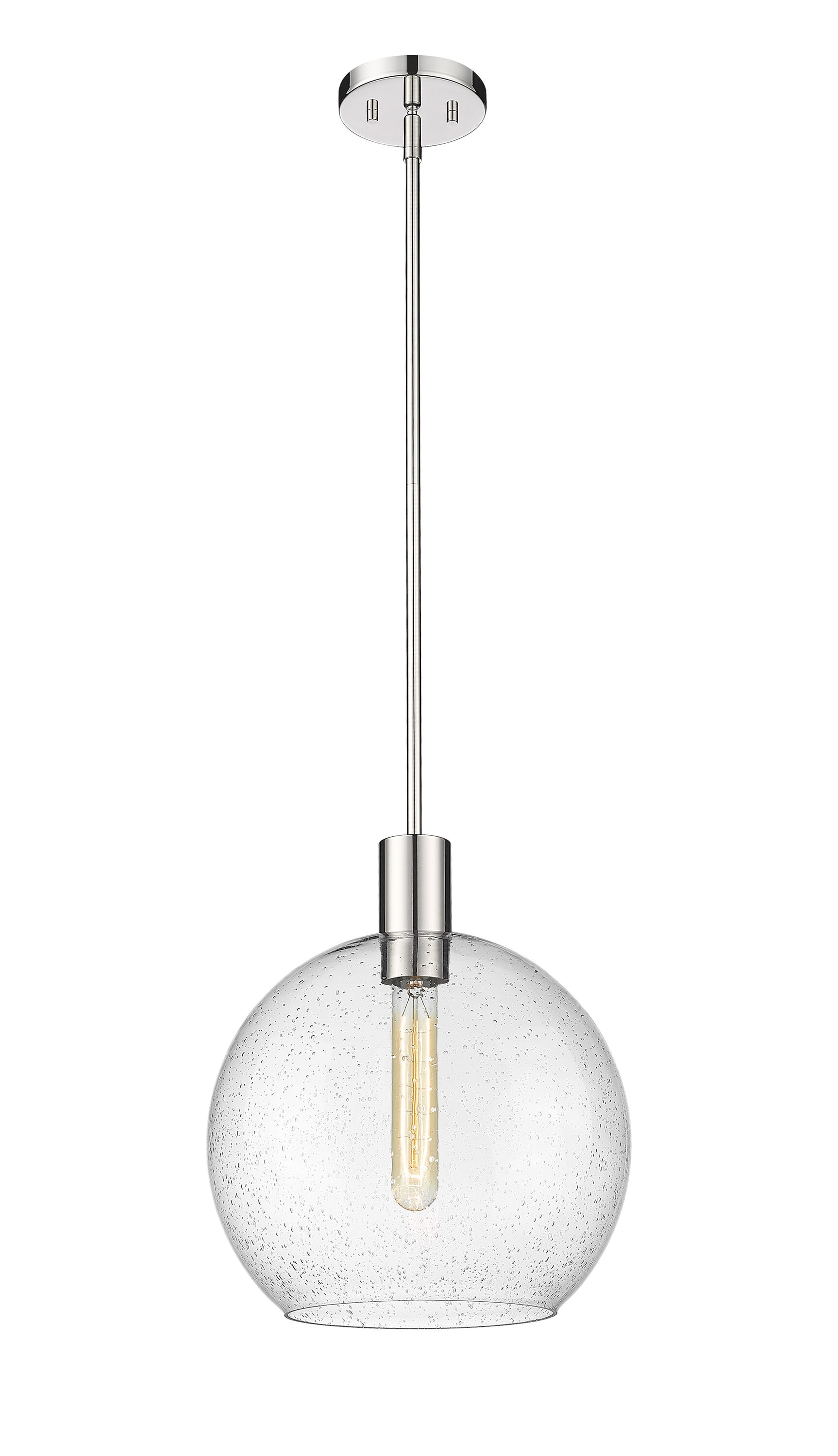 Sleek Mid-Century Modern Polished Nickel Globe Pendant