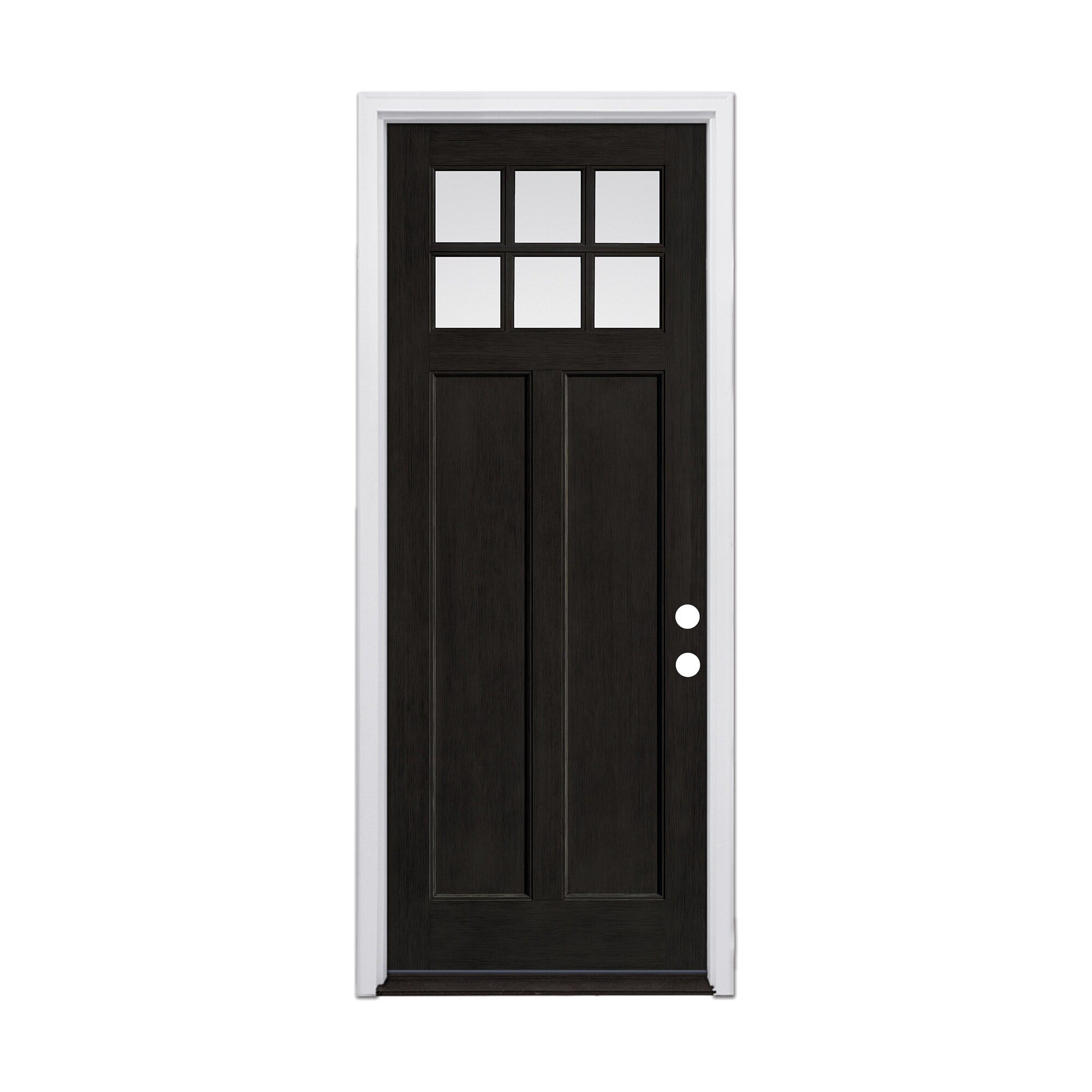 Therma-Tru 36-in x 96-in Fiberglass 1/4 Lite Stained Prehung Front Door with Brickmould Insulating Core