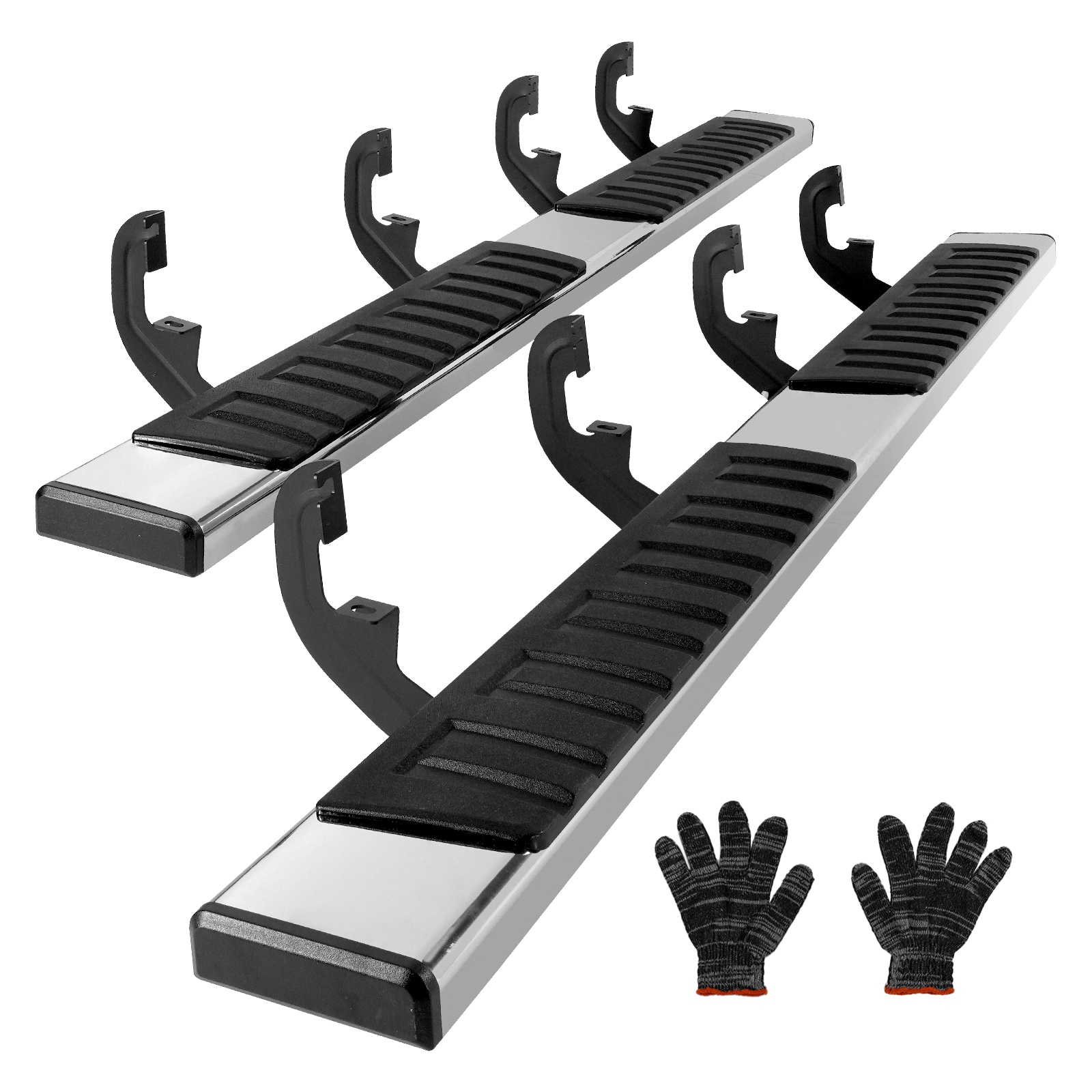 VEVOR KCTJBZDS2019EC8BBV0 Running Boards, 6 Step Compatible with 2019-2023 Chevy Silverado/gmc Sierra 1500/2020-2024 Silverado/sierra 2500/3500hd Crew Cab, 201 Stainless Steel Side Steps Nerf Bars, 500lbs, 2 Piece
