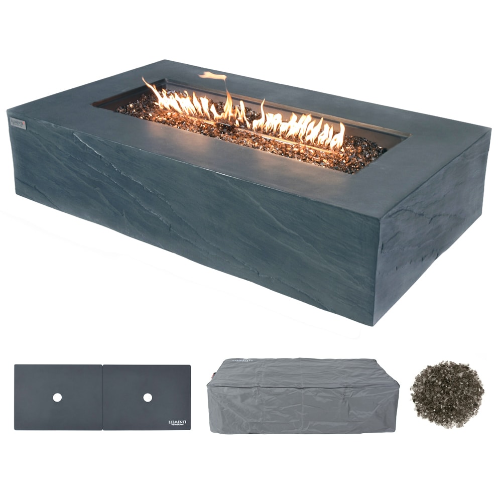 Elementi OFG410SL-LP-1 56-in W Slate Black Glass fiber reinforced concrete Rectangle Liquid propane Fire pit