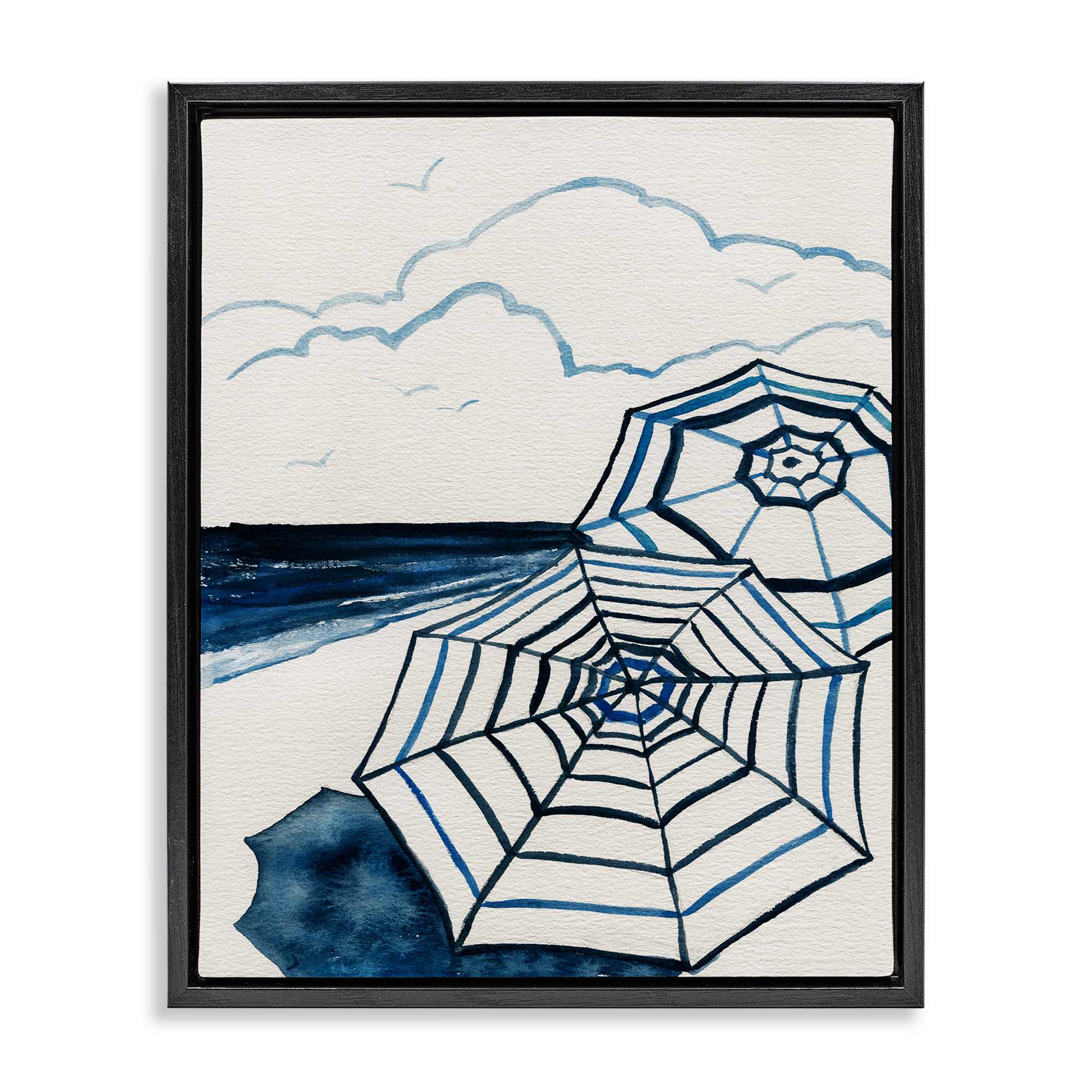 Stupell Industries BS-167-FFB-16X20 Umbrellas on Minimal Beach Floating Frame design by Carol Robinson