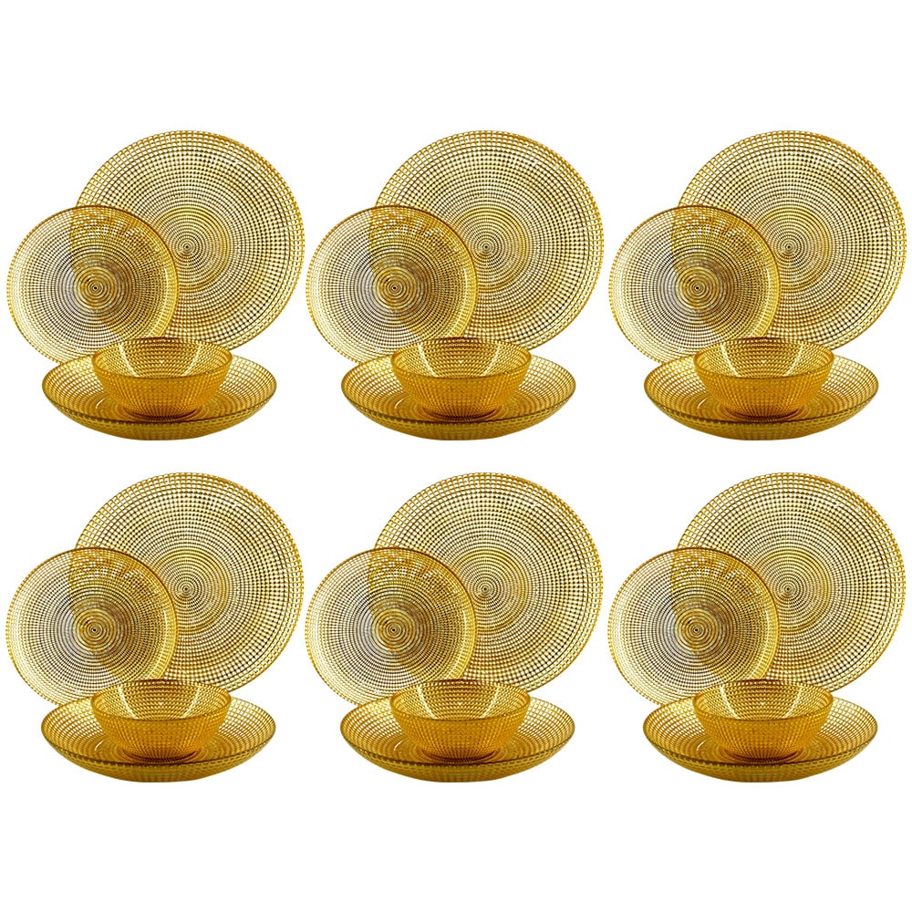 Slickblue 24-Piece Gold/Silver Glass Gilded Swirl Dinnerware Set Family Dinner Holiday Gathering