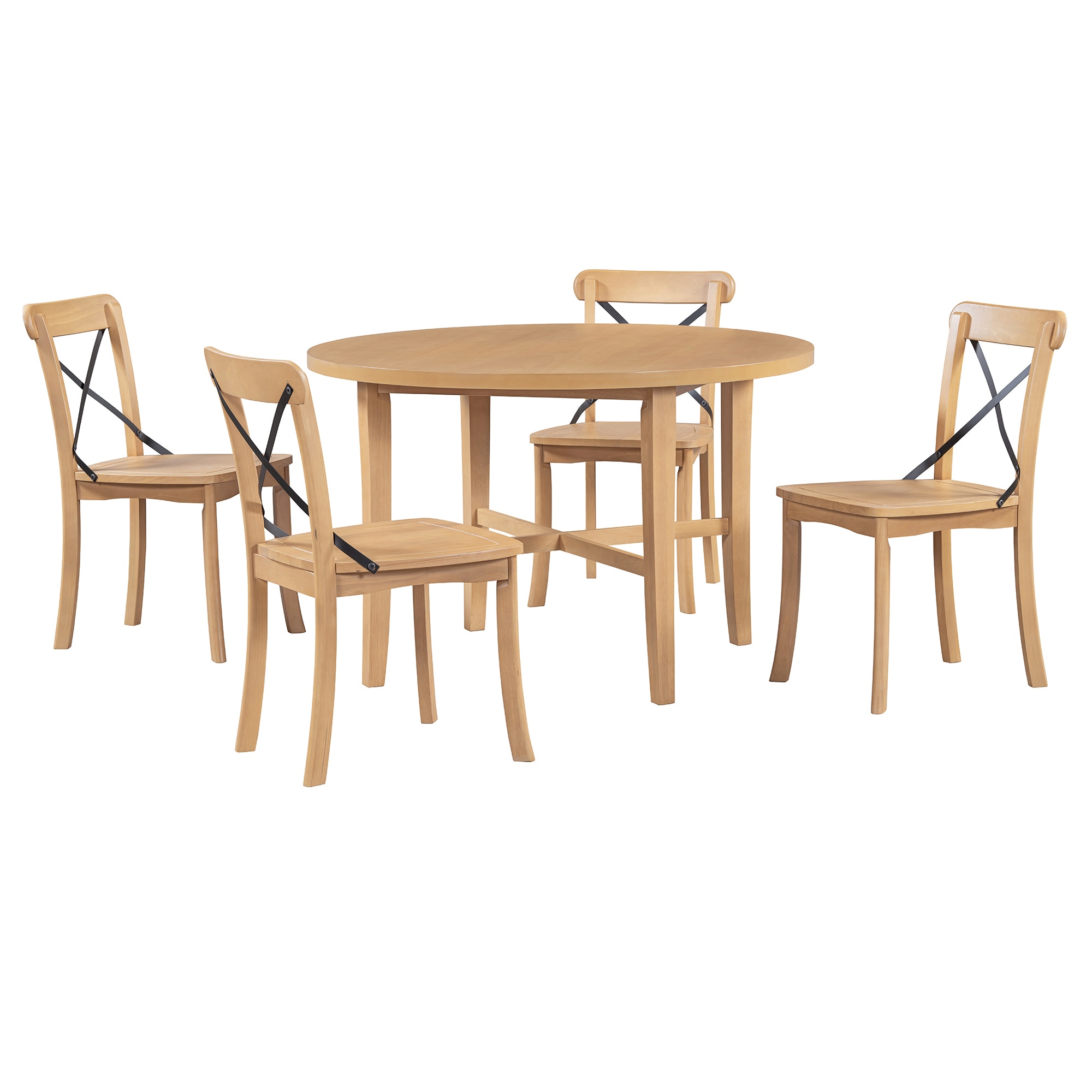 SINOFURN SYA330148WD Natural Rustic Dining Room Set with Round Table ( Seats 4 )