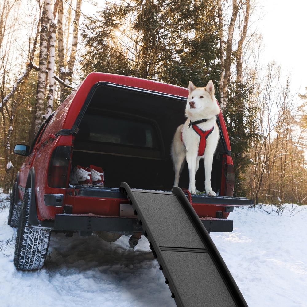 Pet Dog Car Step Stairs for Back Seat Side Entry, Accordion Metal Frame  Folding Pet Ramp for Vehicle Back Door, Lightweight Portable Auto Large Dog  and Cat Ladder for Cars, Trucks and