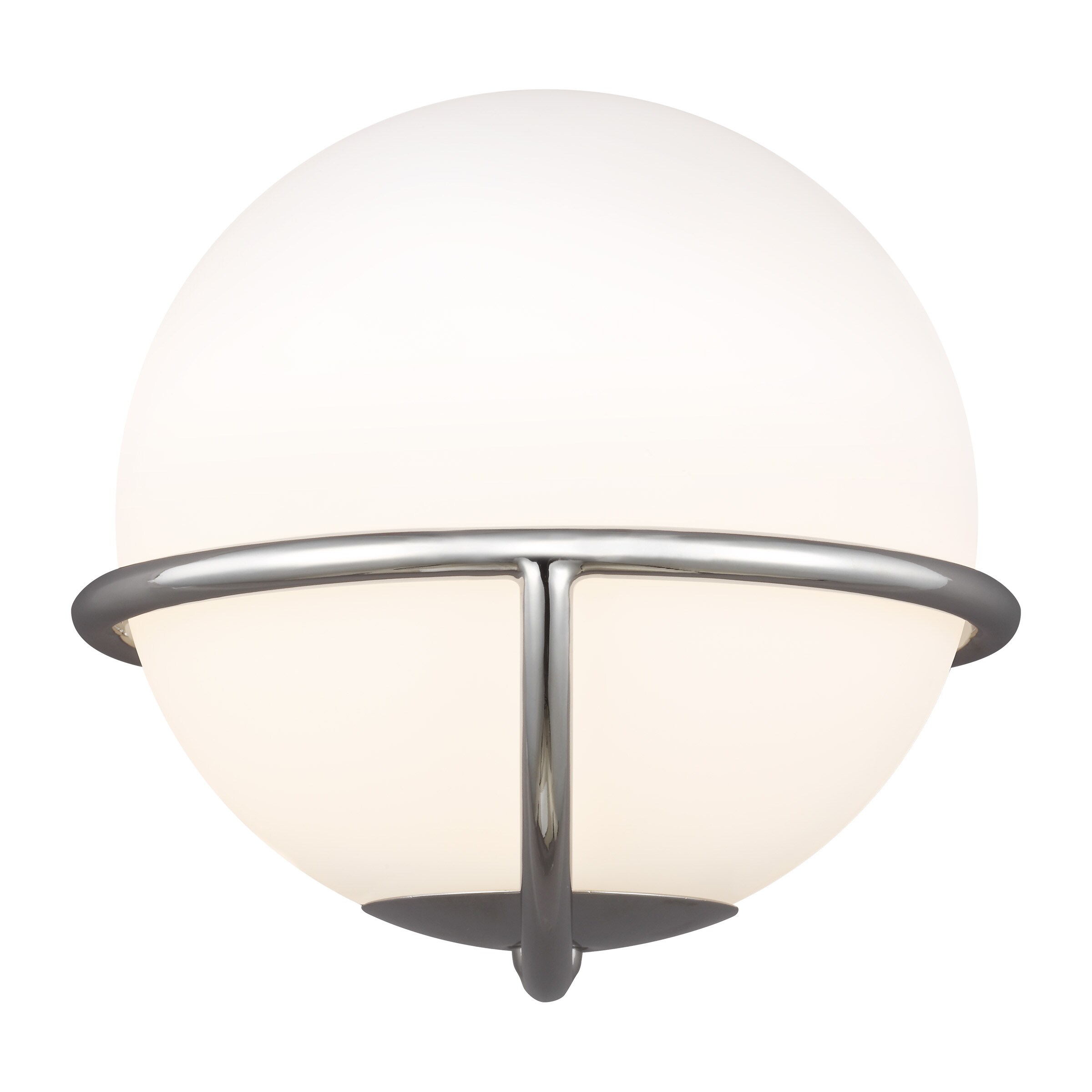 Ellen Crafted Polished Nickel 1-Light Wall Sconce with White Opal Glass
