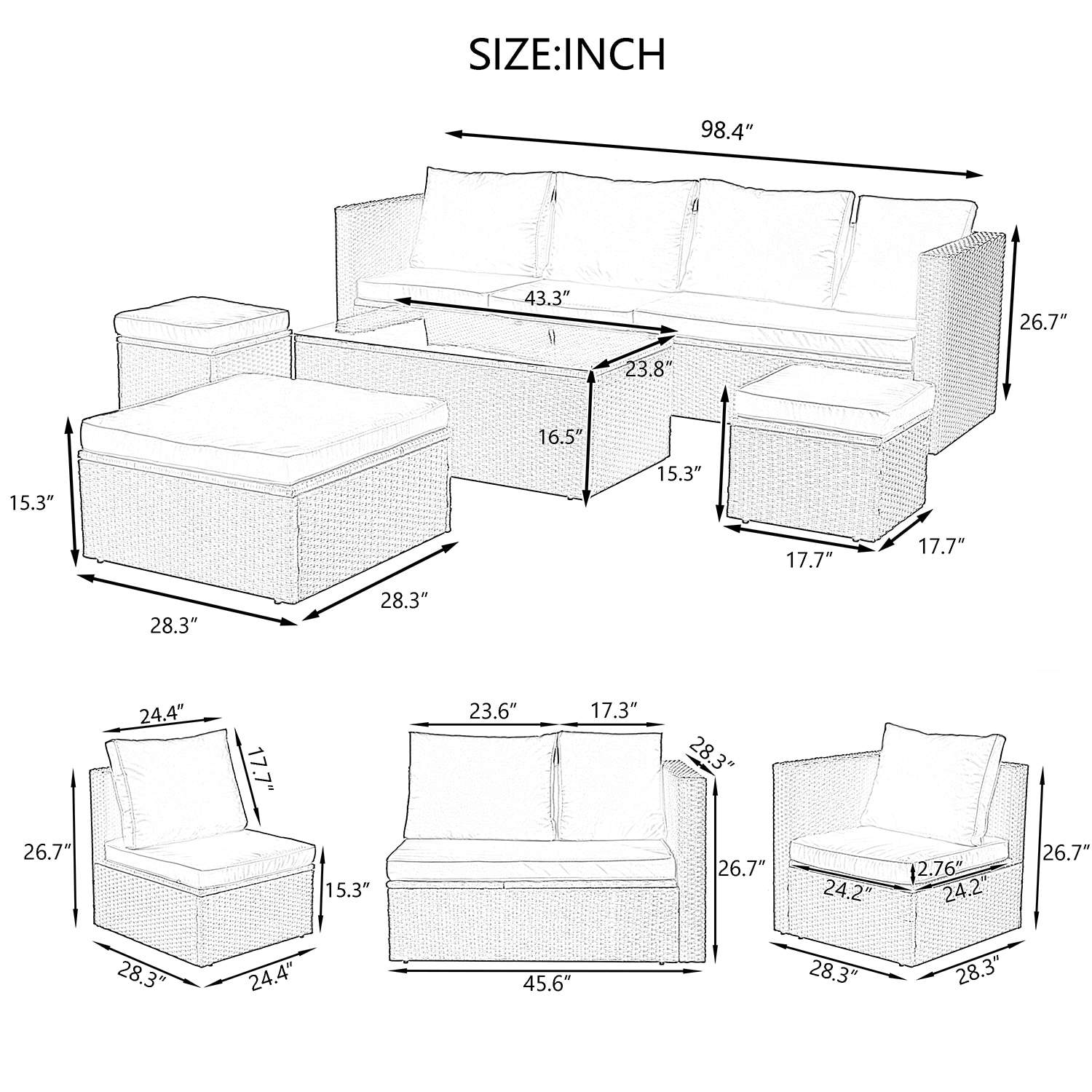 SINOFURN SYB790014GY Patio-Sofas-Daybeds - View #9