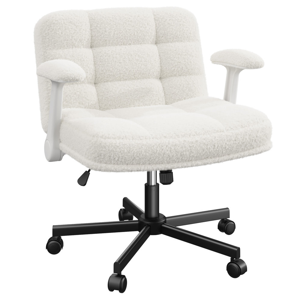 Raybee - 24.8-in W Reclining White Metal Frame Accent Chair with Teddy Plush Seat and Silent Wheels