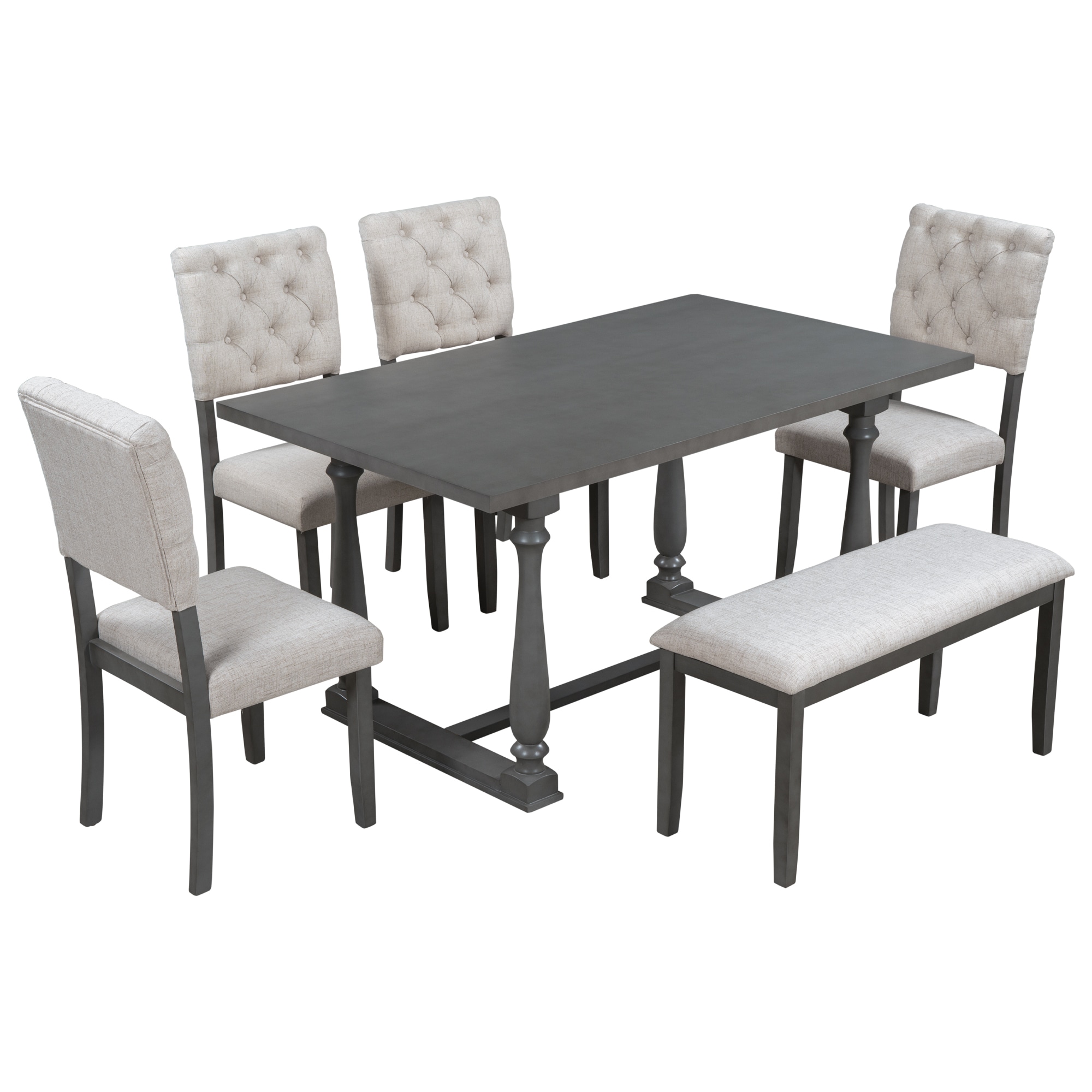 Siavonce XH059AAE Gray Contemporary/Modern Dining Room Set with Rectangular Table ( Seats 6 )