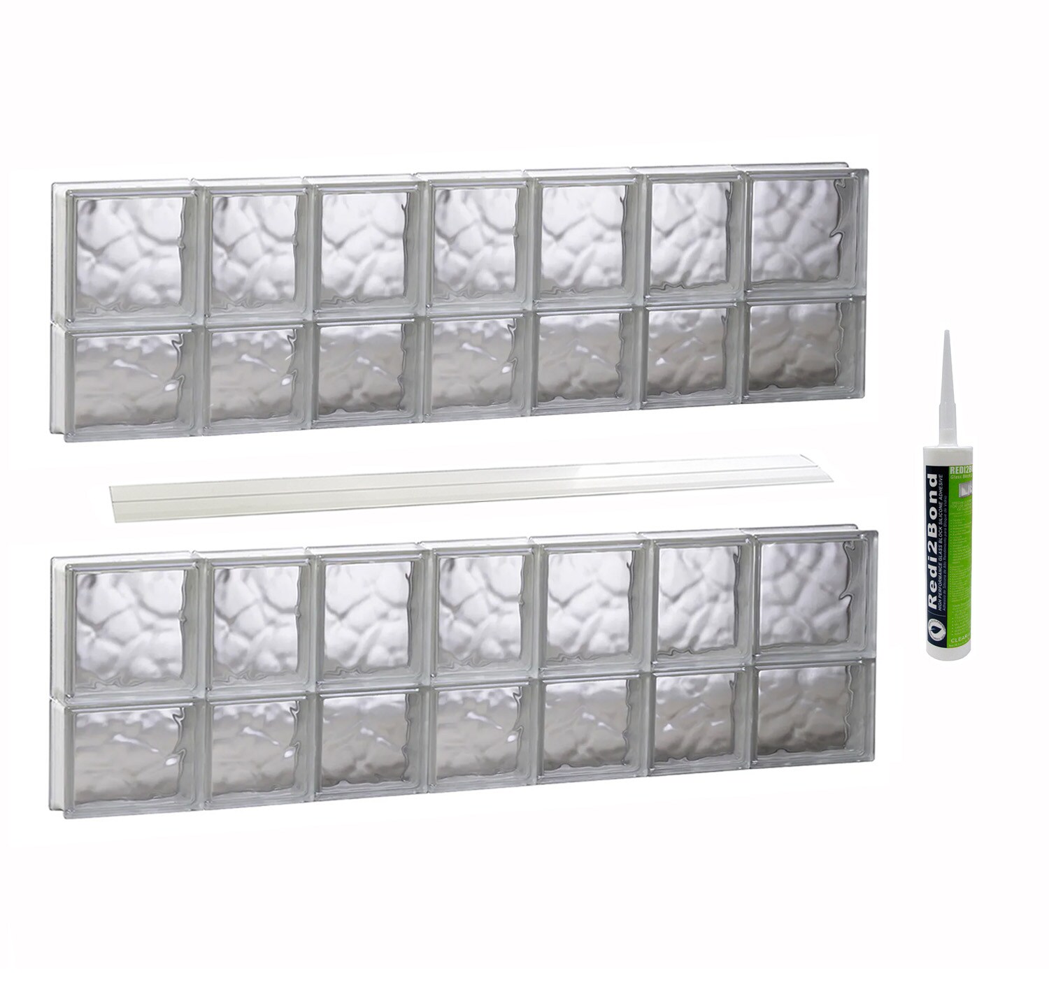 REDI2SET S4628DC Wavy Glass 44-1/4-in x 27-in Frameless Replacement Glass Block Window