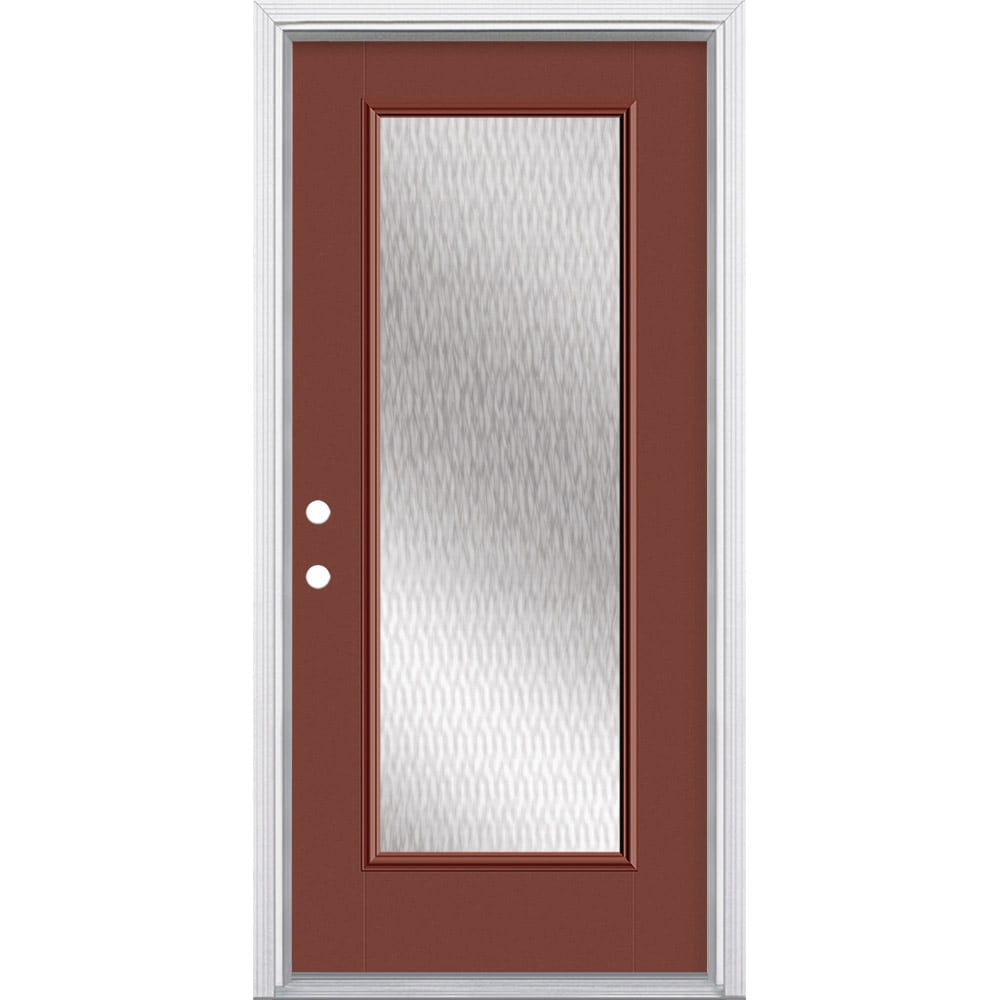Masonite 627998 36-in x 80-in x 4-9/16-in Fiberglass Full lite Right-hand inswing Foxtail Painted Prehung Front Door with Brickmould Insulating core