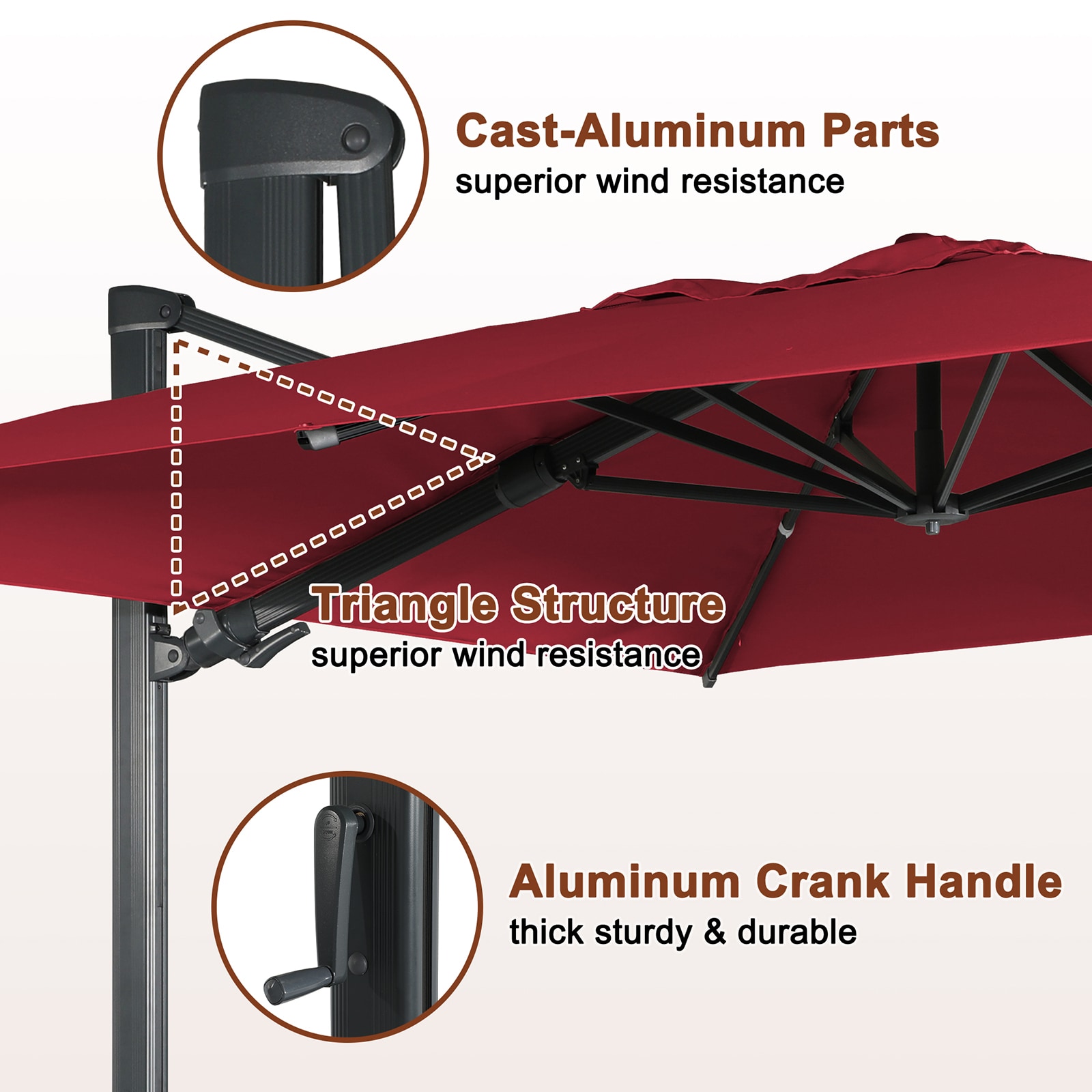 Mondawe 13-ft Aluminum Rectangular Cantilever Patio Umbrella With Base ...