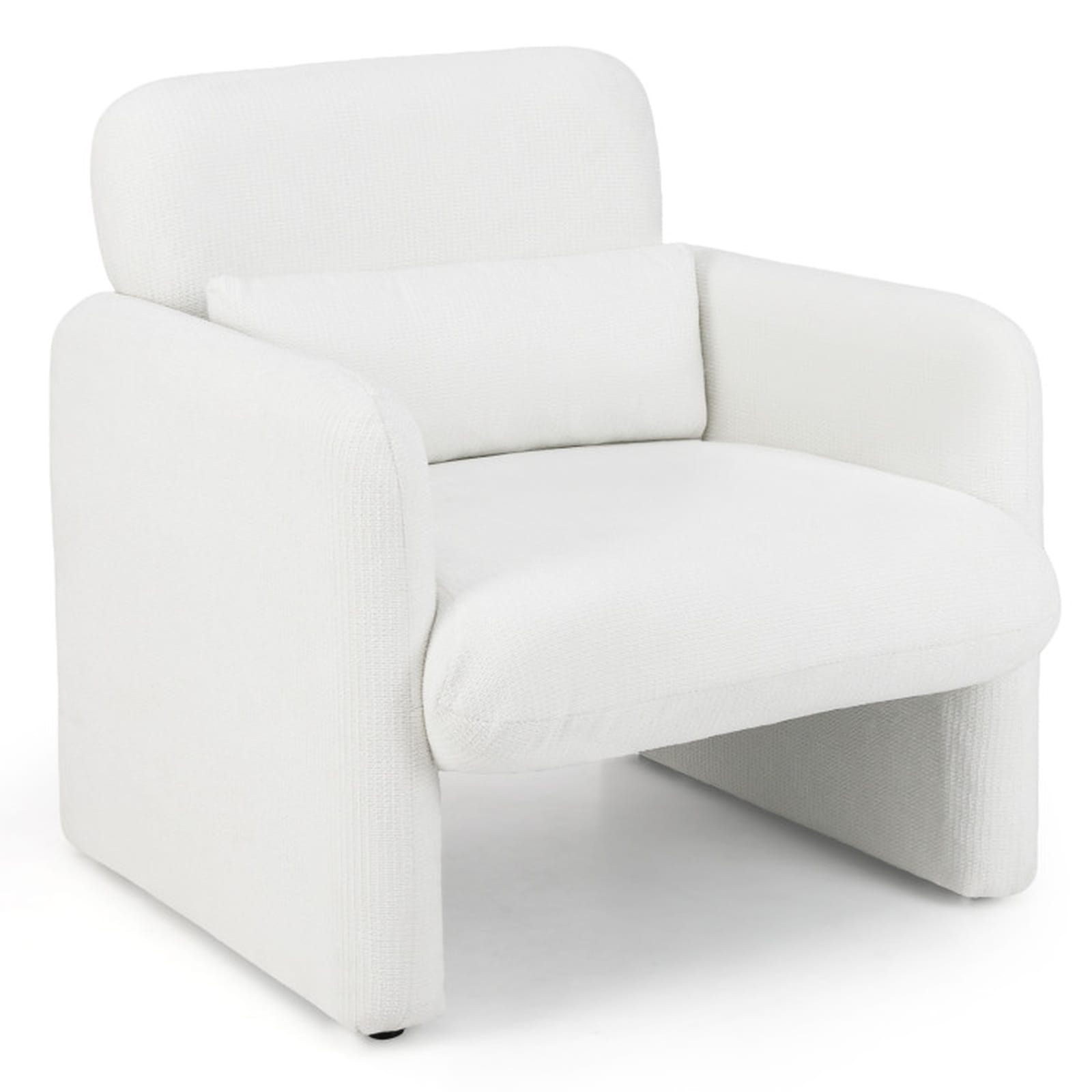 SUGIFT 70-in Media Entertainment Center and Chenille Accent Chair 2-Piece Living Room Set MDF White Black