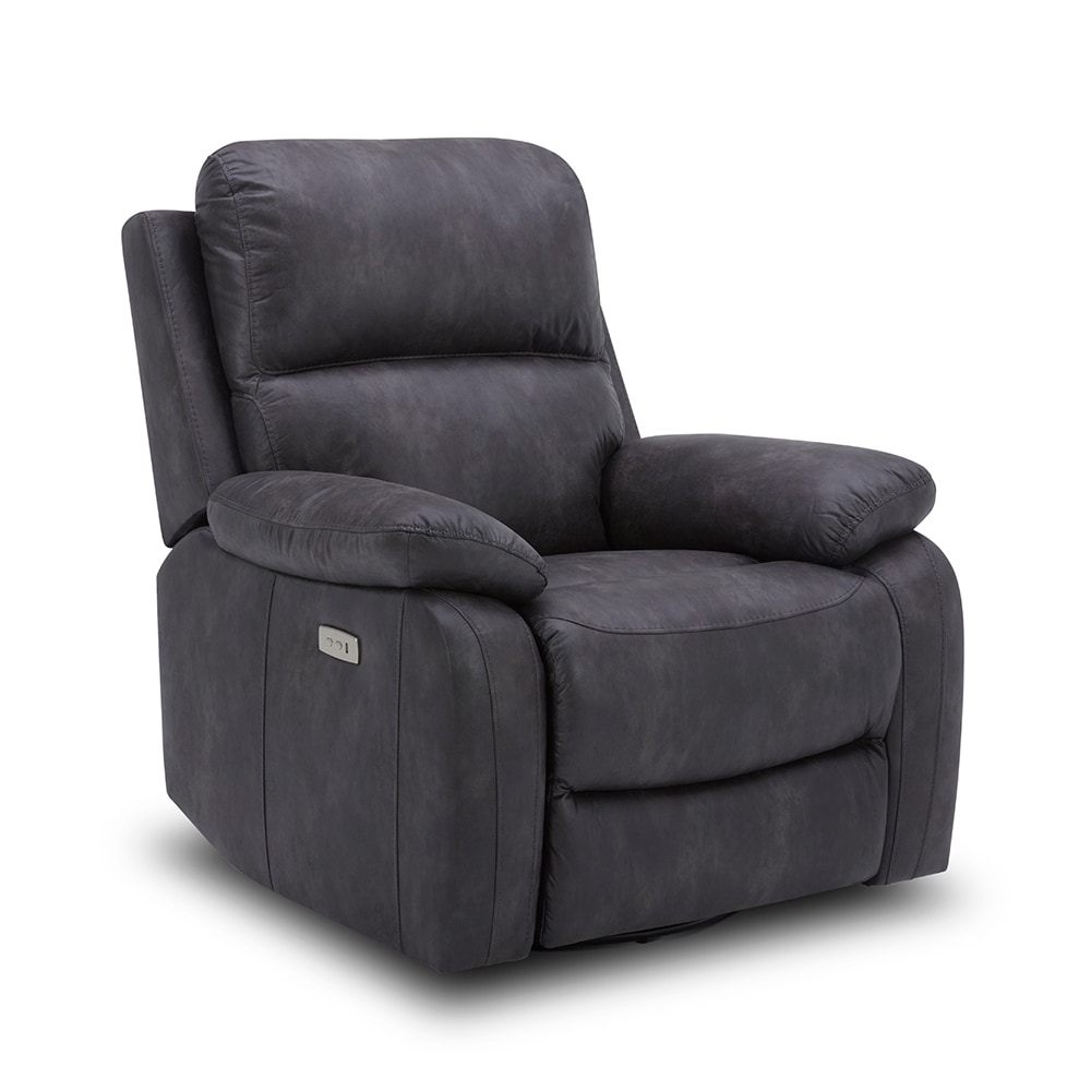 allen + roth Recliner Microsuede Upholstered Swivel Powered Reclining ...