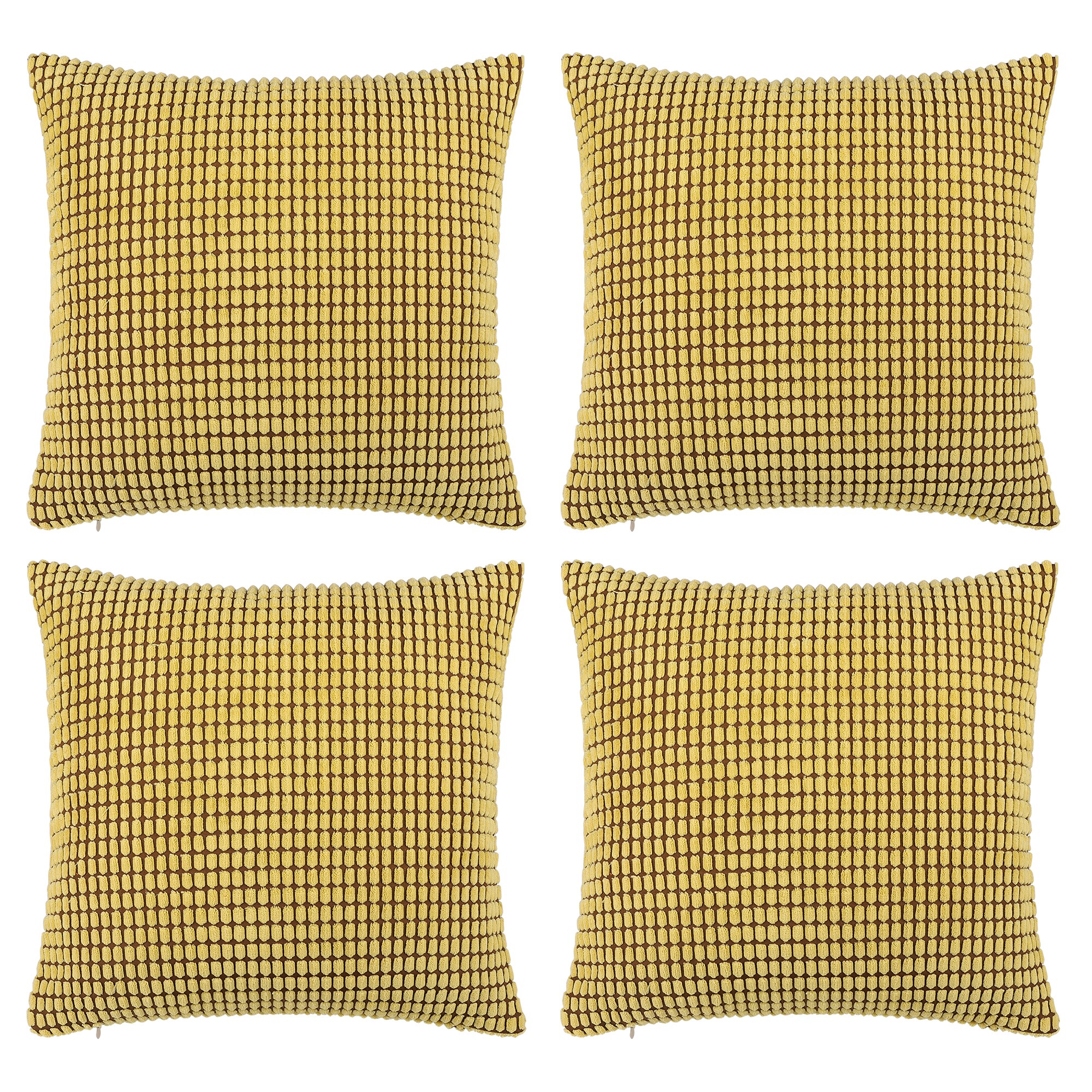 Unique Bargains - 4pcs Soft Corduroy Throw Pillow Covers Corn Striped Decorative Cushion Covers S...