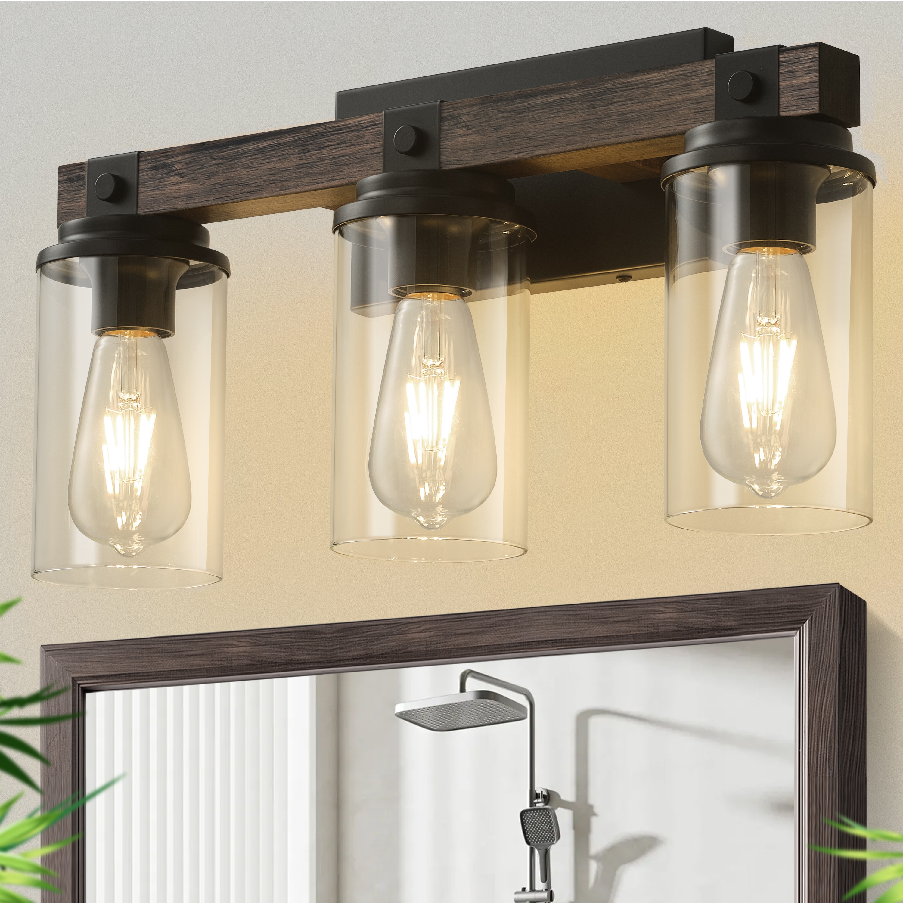GoYeel 19.8-in 3 Light Black Farmhouse Bathroom Vanity light