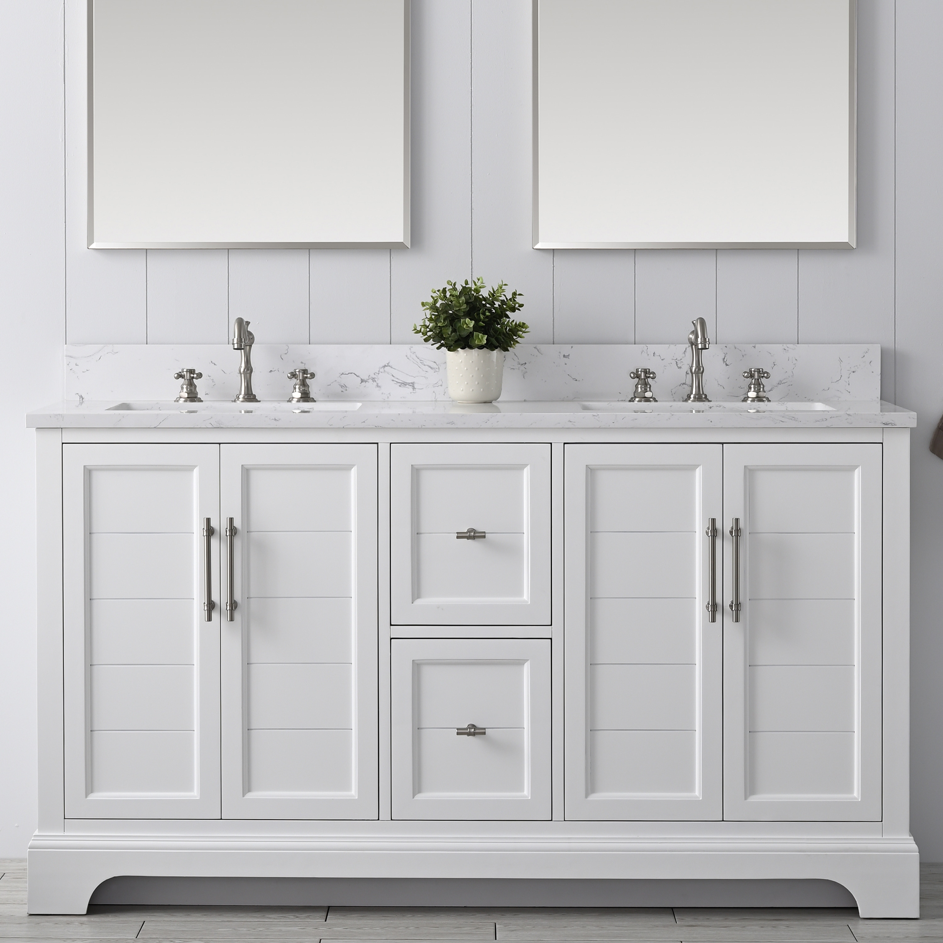 Vanity Art Chambery 60-in White Undermount Double Sink Bathroom Vanity ...