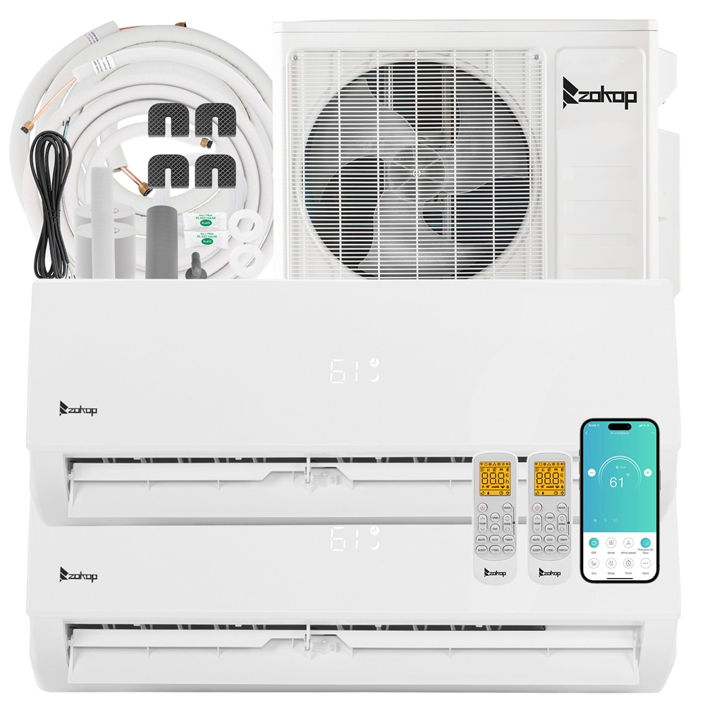 Winado Air Conditioners Dual Zone 18000-btu 19 Seer Ductless Mini Split 