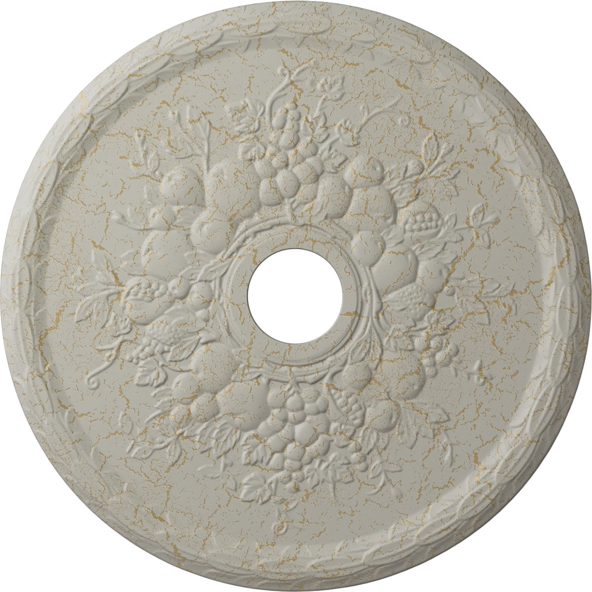 Ekena Millwork CM22GRPCC Grape 22.625-in W x 22.625-in L Painted Pot Of Cream Crackle Polyurethane Whole Ceiling Medallion