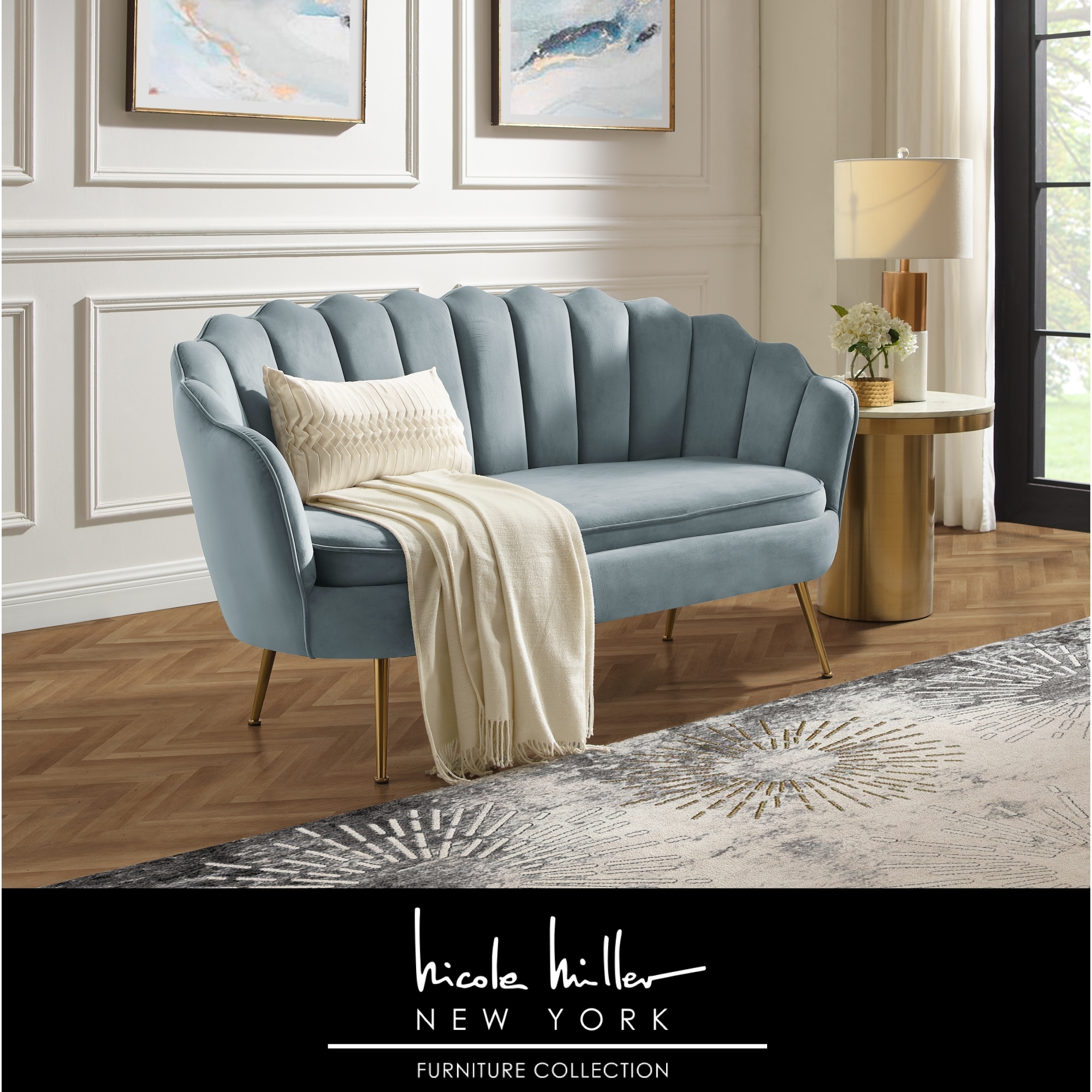 Nicole Miller Irelyn 66.5-in Modern Light Blue Velvet 2 Nicole Miller Irelyn 66.5-in Modern Light Blue Velvet 2