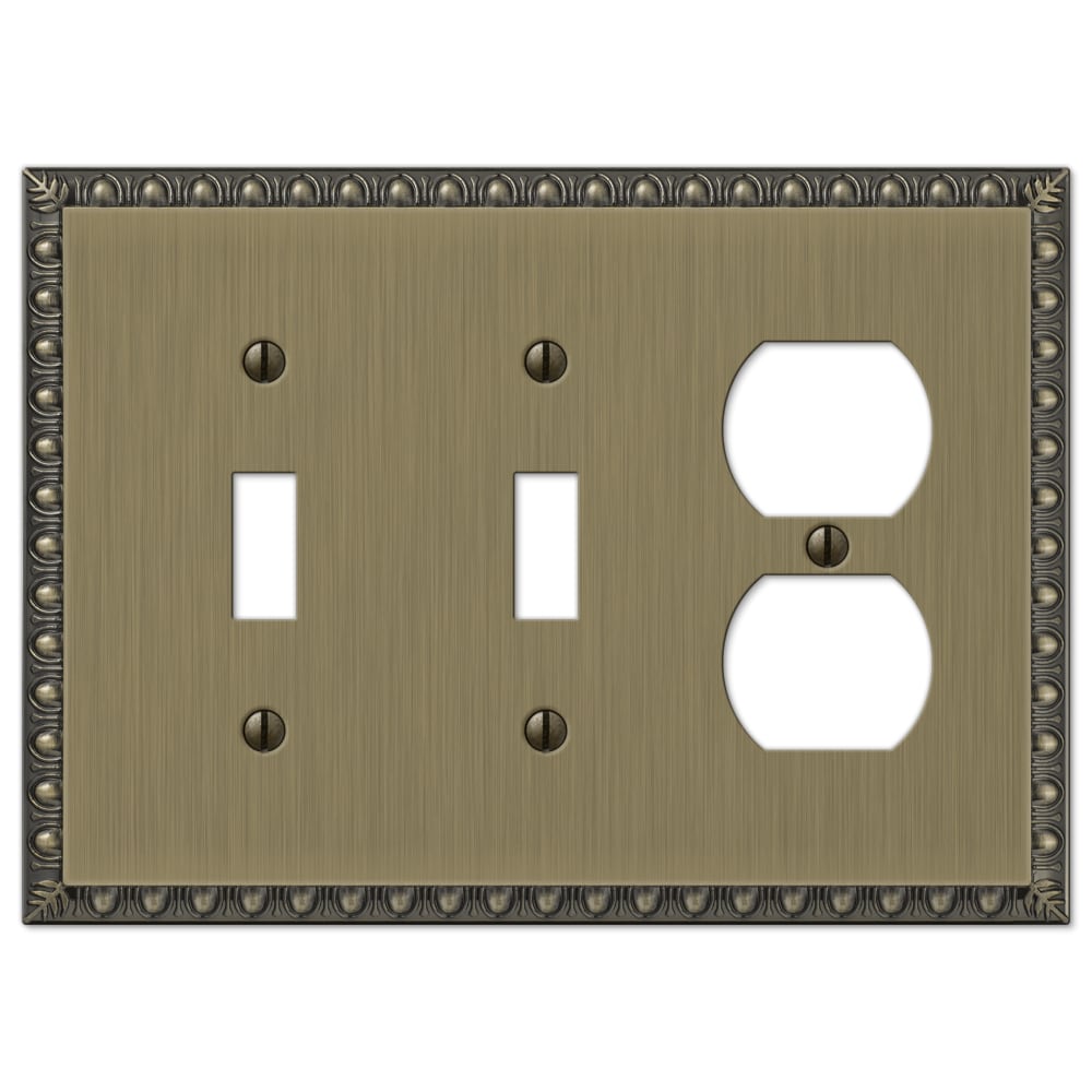 Amerelle 90TTDBB 3 -Gang Specialty Size Brushed Brass Metal Indoor Toggle/Duplex Wall Plate