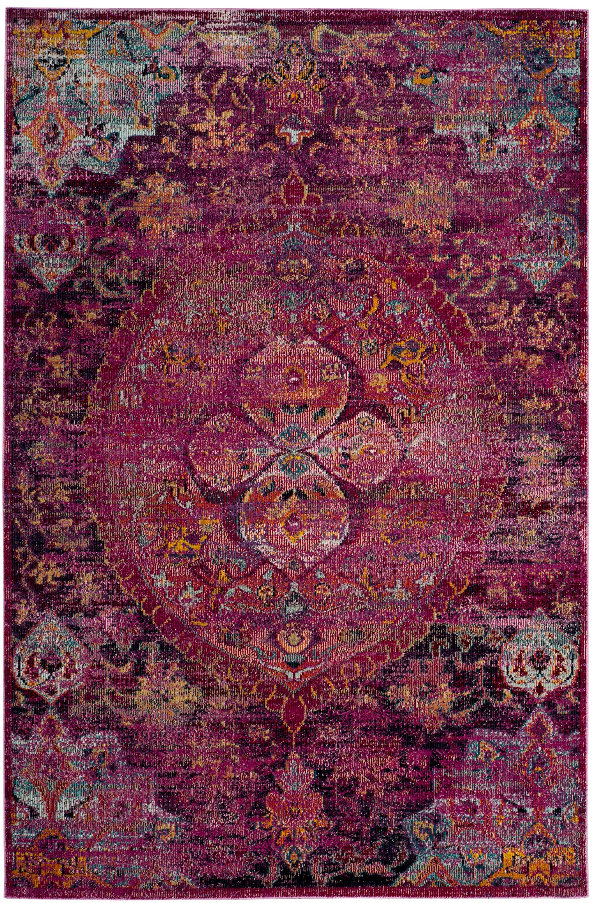 Reversible Multicolor Synthetic 4' x 6' Hand-Knotted Area Rug