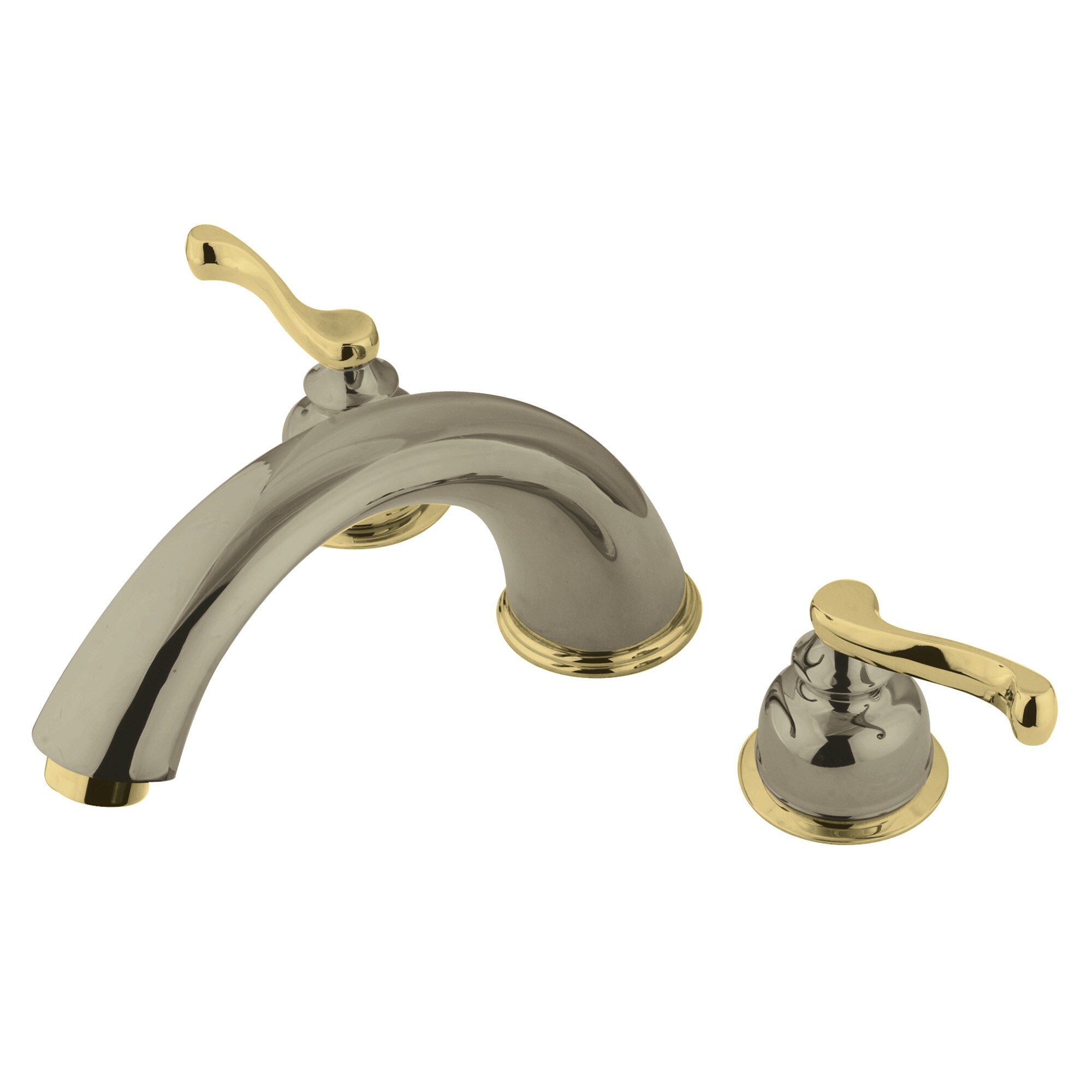 Kingston Brass WLKS8369FL Royale Brushed nickel/polished brass 2-handle Deck-mount Roman Low-arc Bathtub Faucet ( Valve Included )