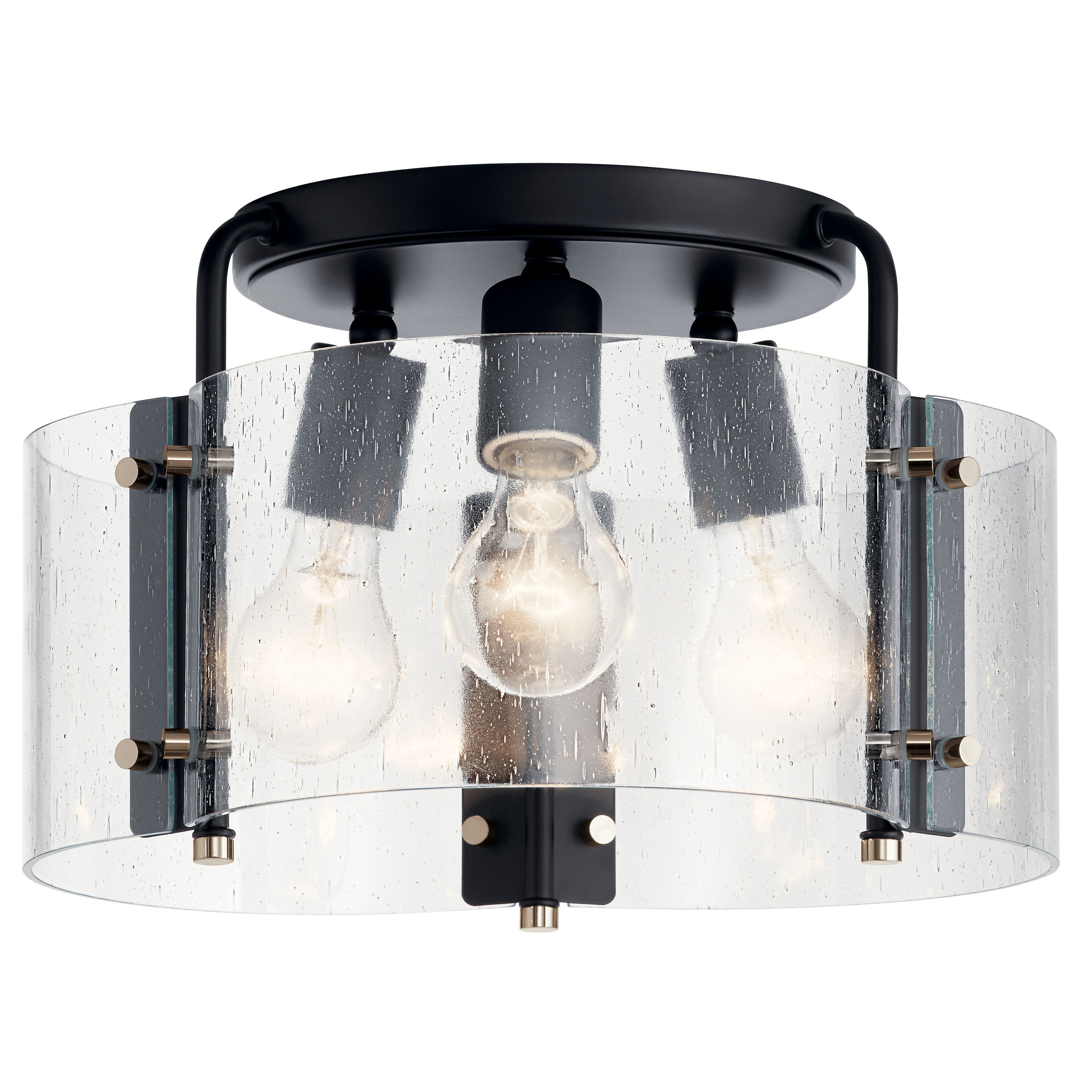 Kichler 42954BK Thoreau 3 -Light 14-in Black Semi Flush Mount Light