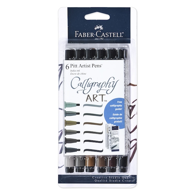 Faber Castell Pitt Artist Pen Brush India ink pen, wallet of 6