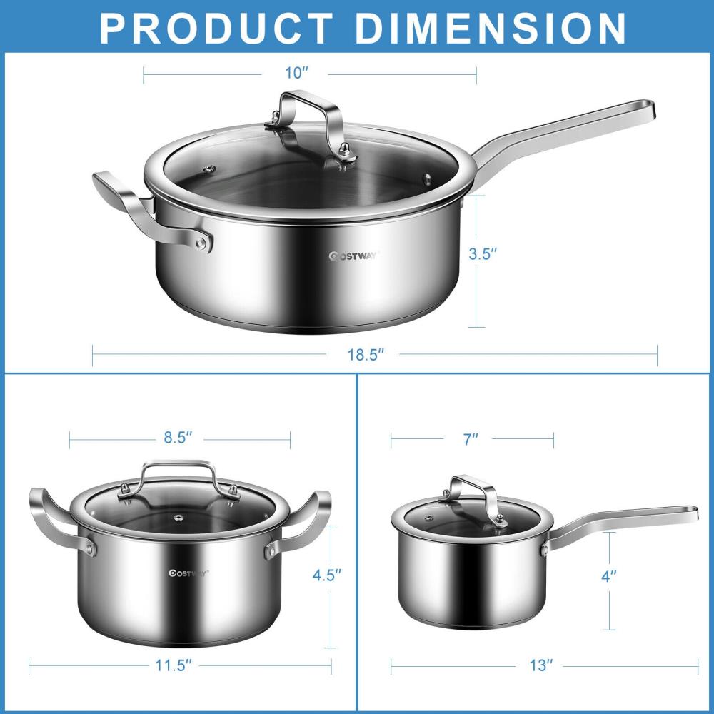 GZMR 10-in Stainless Steel Cookware Set with Lid in the Cooking Pans ...