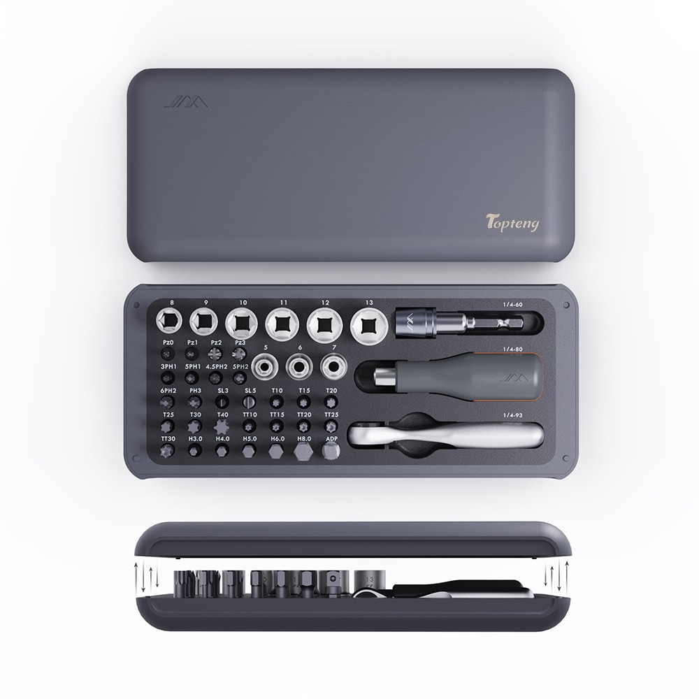 Topteng H029-A007 41 -Piece 1-in Magnetic Ratcheting Multi-Bit Screwdriver Set