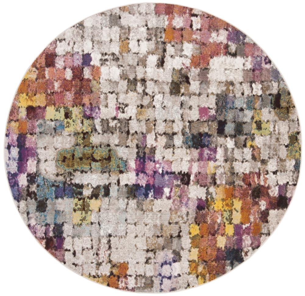 Safavieh ARA168A-6R Aria Icon 6 x 6 (ft) Loomed Polypropylene Cream/Rust Round Indoor Distressed/Overdyed Area rug